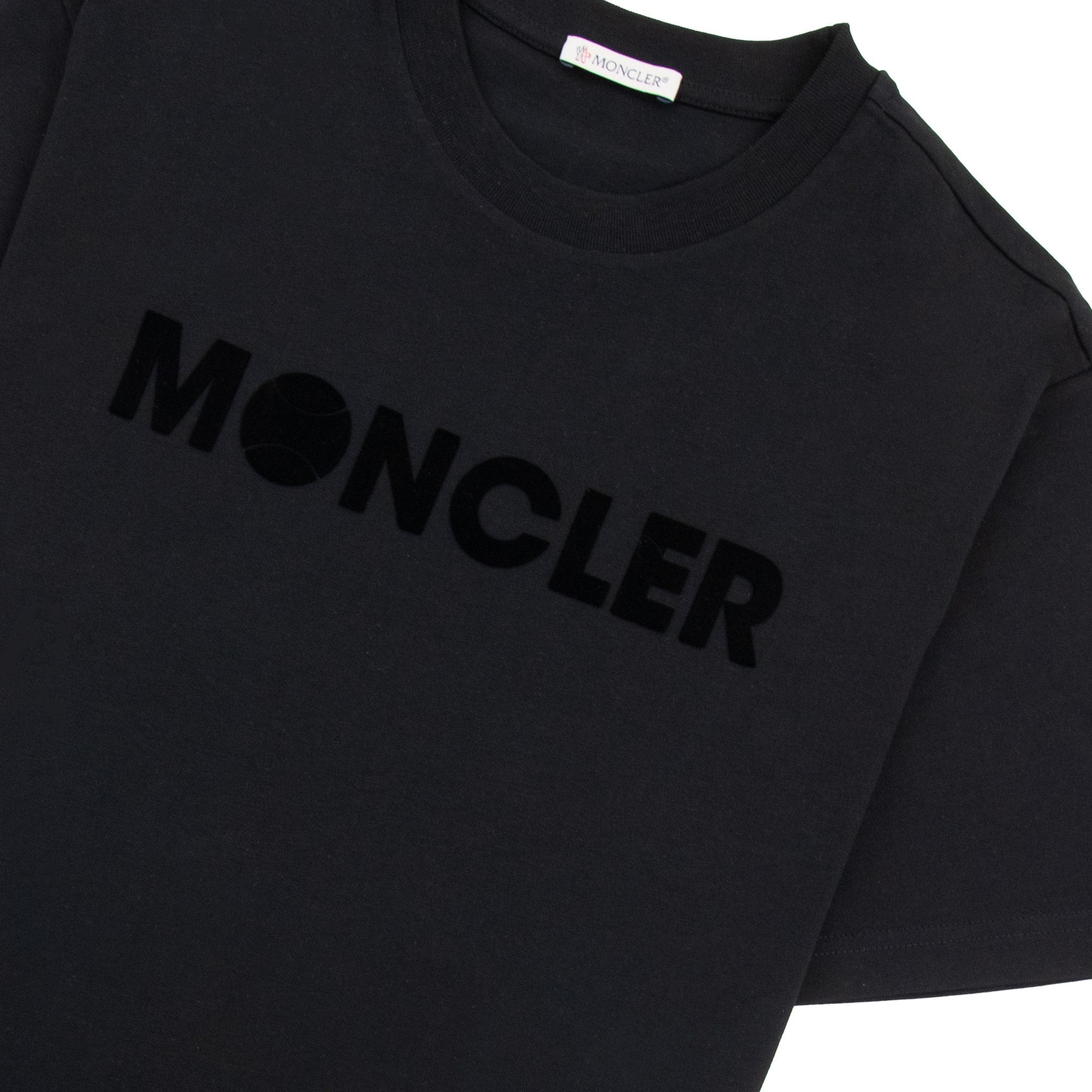Moncler Embossed Tennis Logo T Shirt Black 999