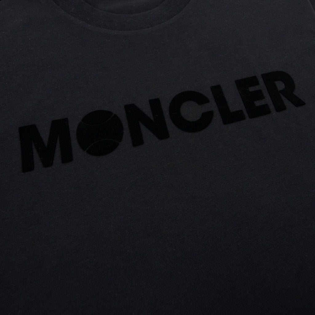 Moncler Embossed Tennis Logo T Shirt Black 999
