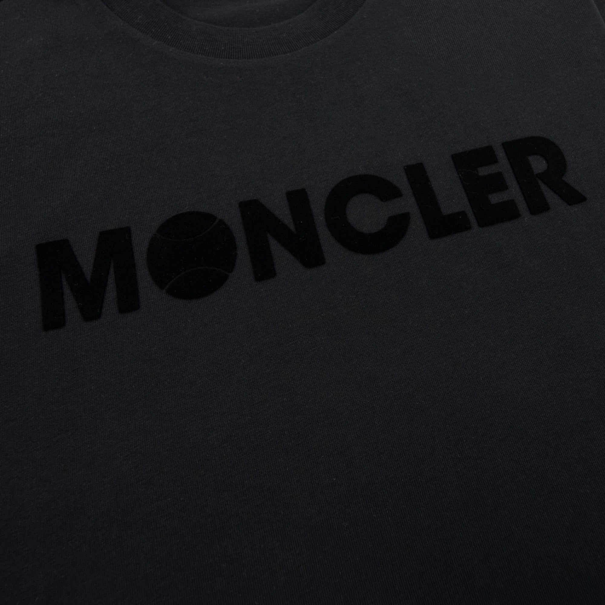 Moncler Embossed Tennis Logo T Shirt Black 999