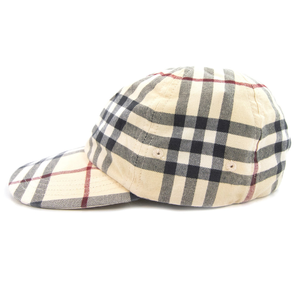Burberry Check Cotton Baseball Cap Stone