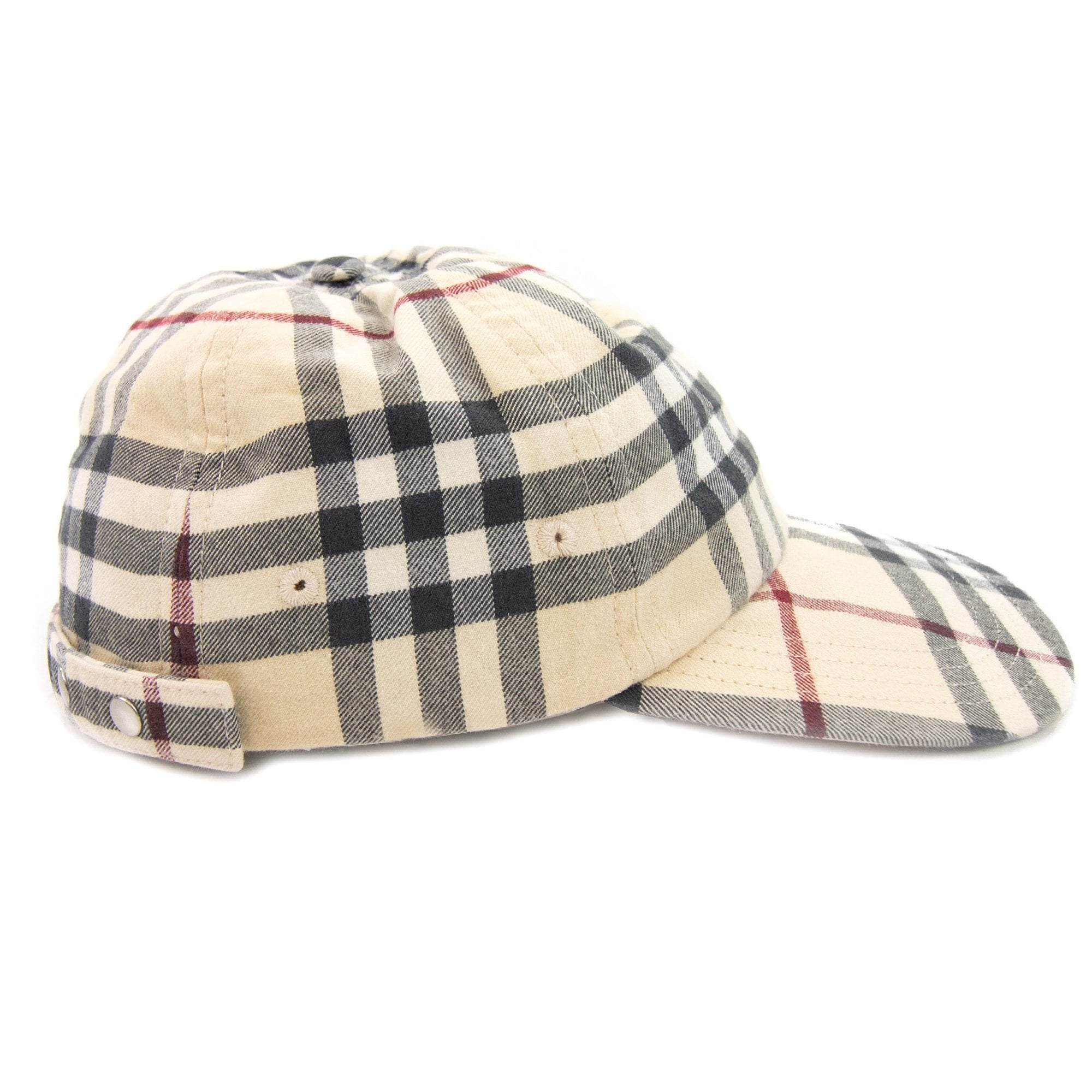 Burberry Check Cotton Baseball Cap Stone