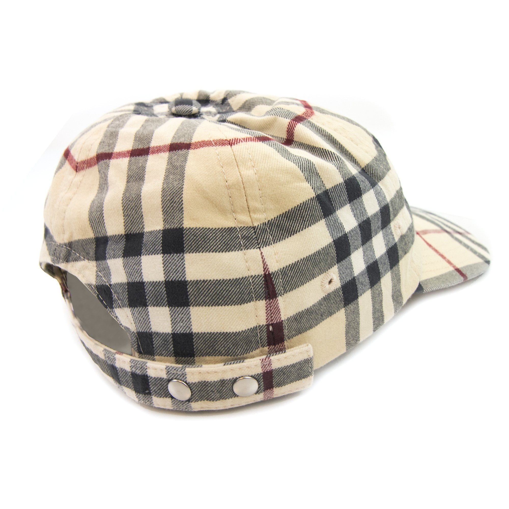 Burberry Check Cotton Baseball Cap Stone