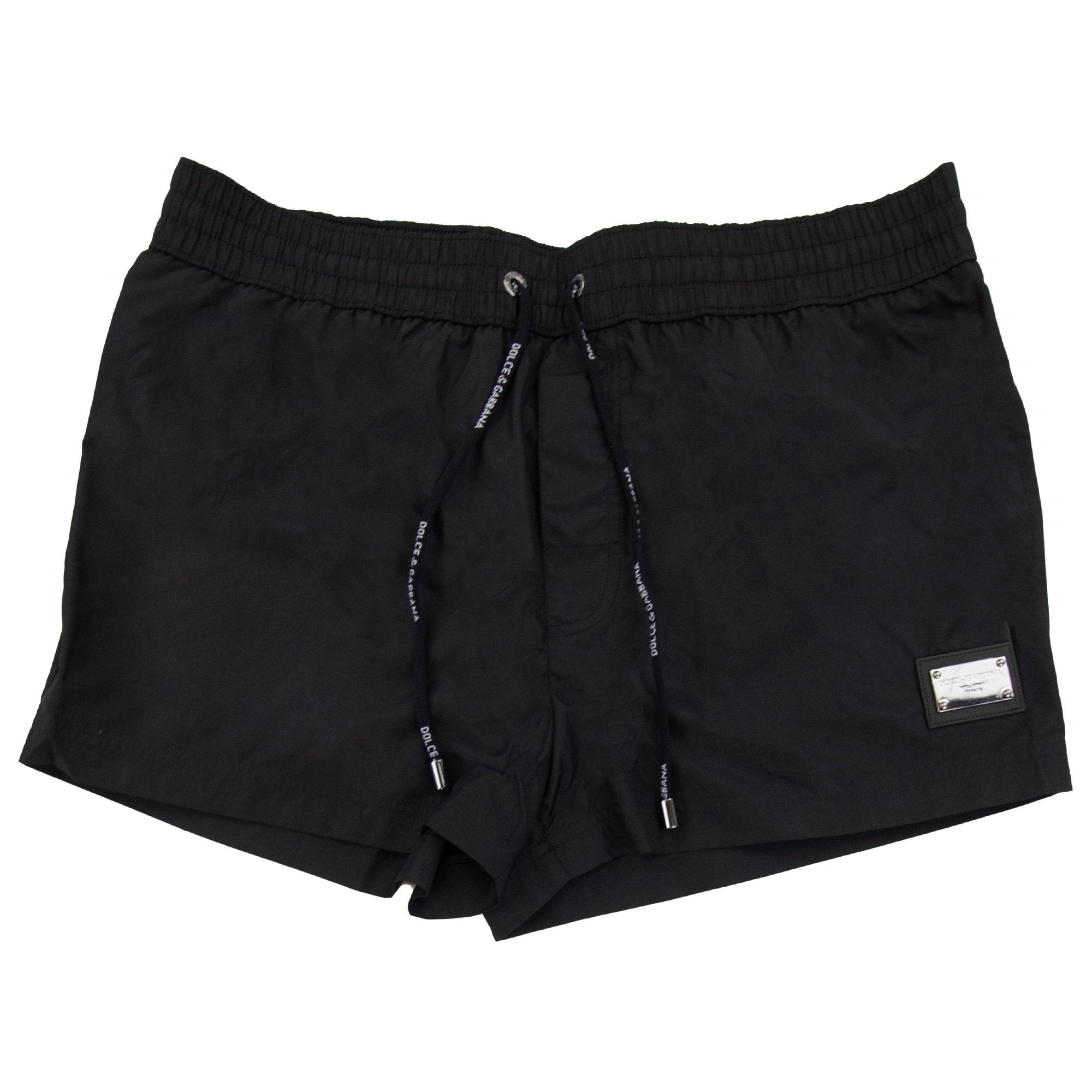 Dolce & Gabbana Branded Tag Logo Swim Shorts Black N0000