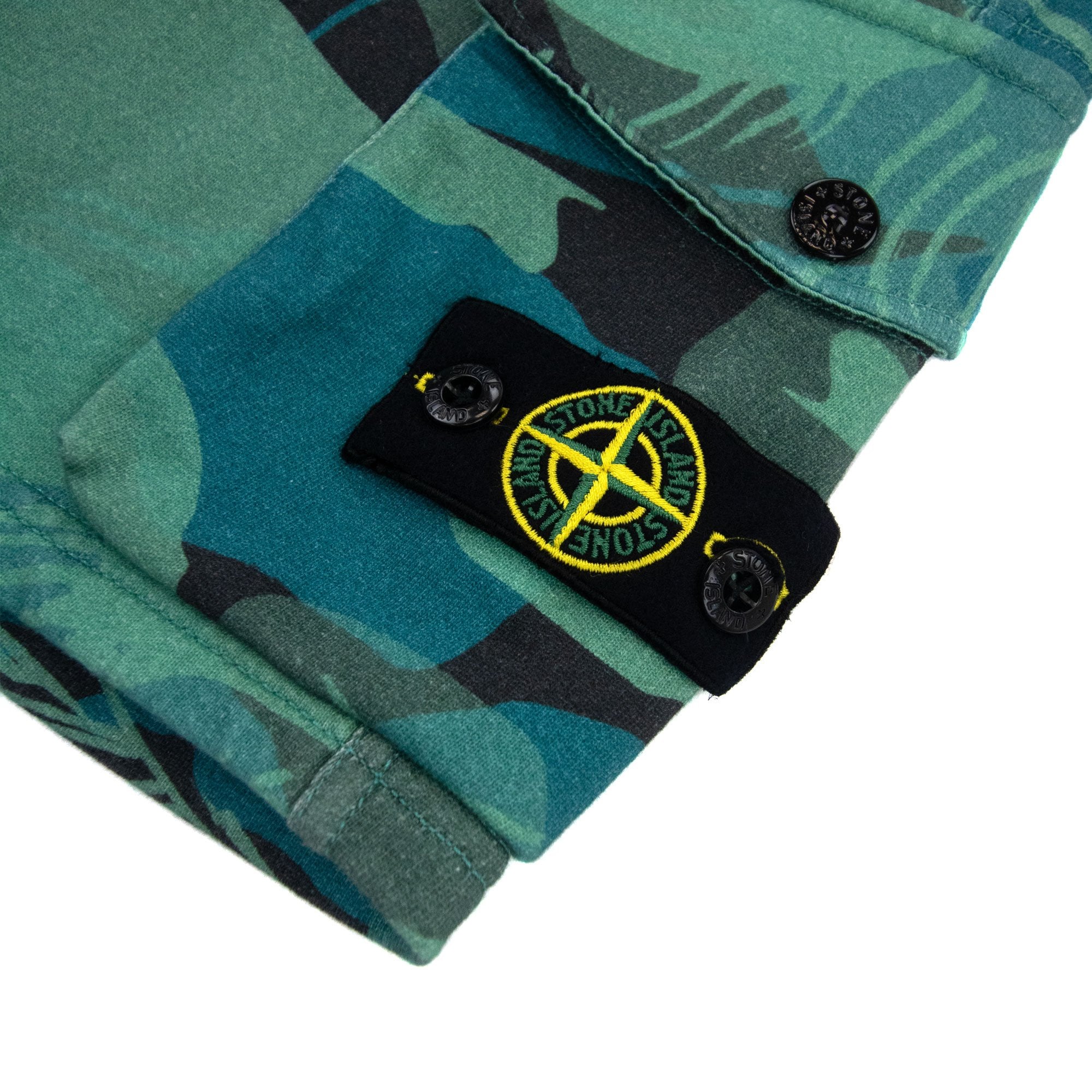 Stone Island Junior 62420 Jungle Camo Cargo Sweat Shorts Emerald Green V0056