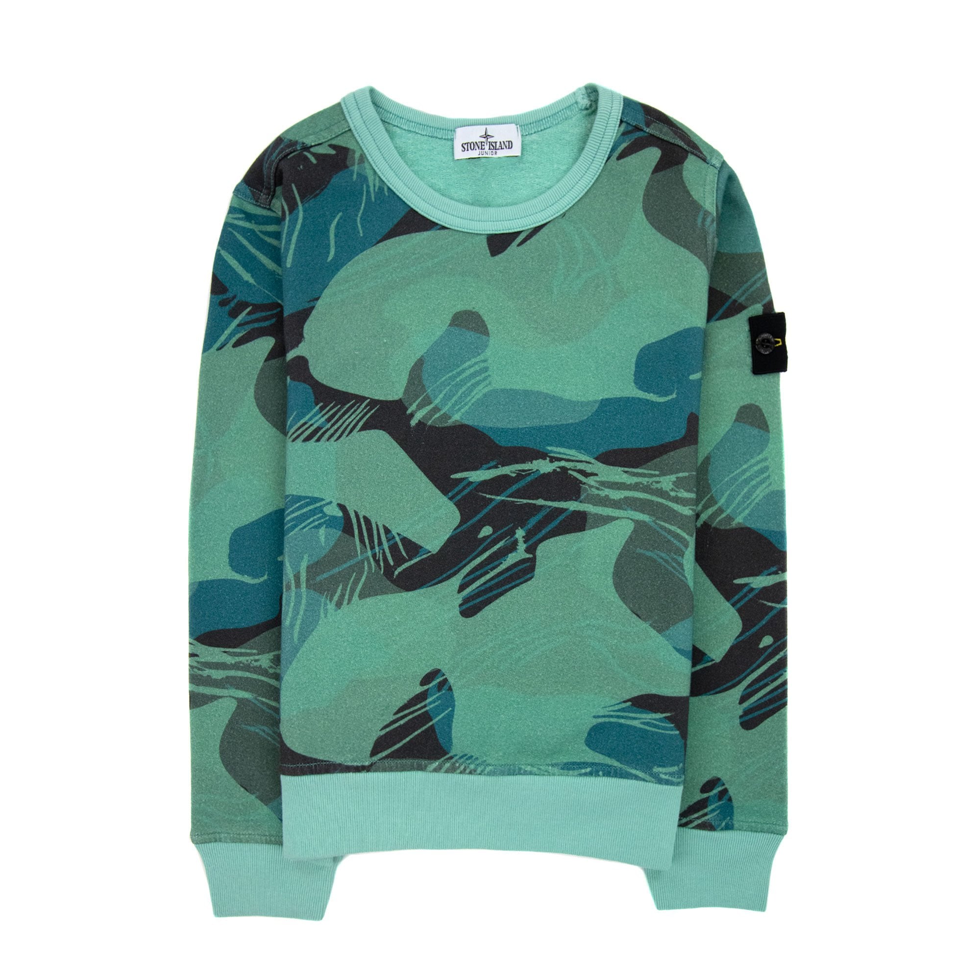 Stone Island Junior 63320 Jungle Camouflage All Over Print Sweatshirt Emerald Green V0056