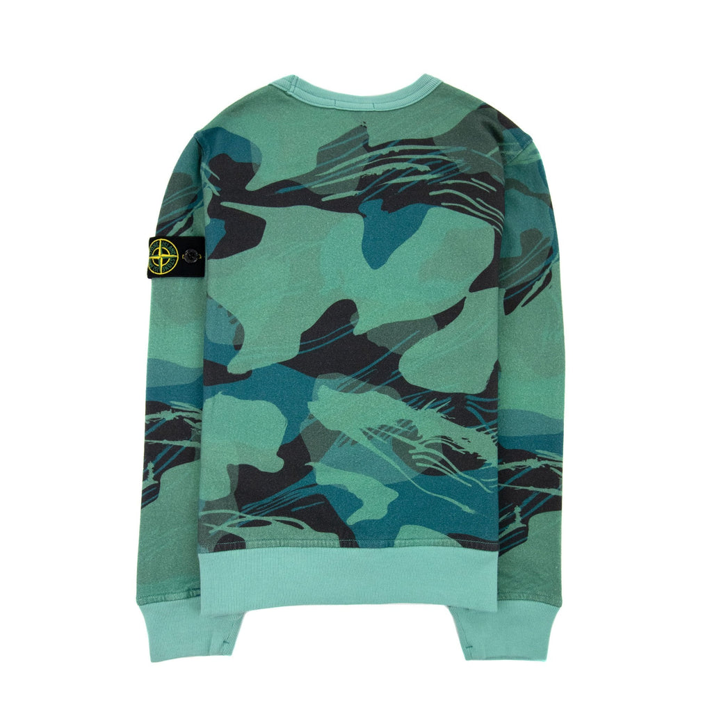 Stone Island Junior 63320 Jungle Camouflage All Over Print Sweatshirt Emerald Green V0056