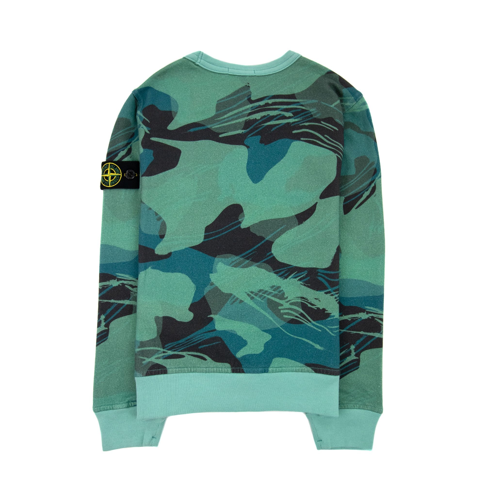 Stone Island Junior 63320 Jungle Camouflage All Over Print Sweatshirt Emerald Green V0056