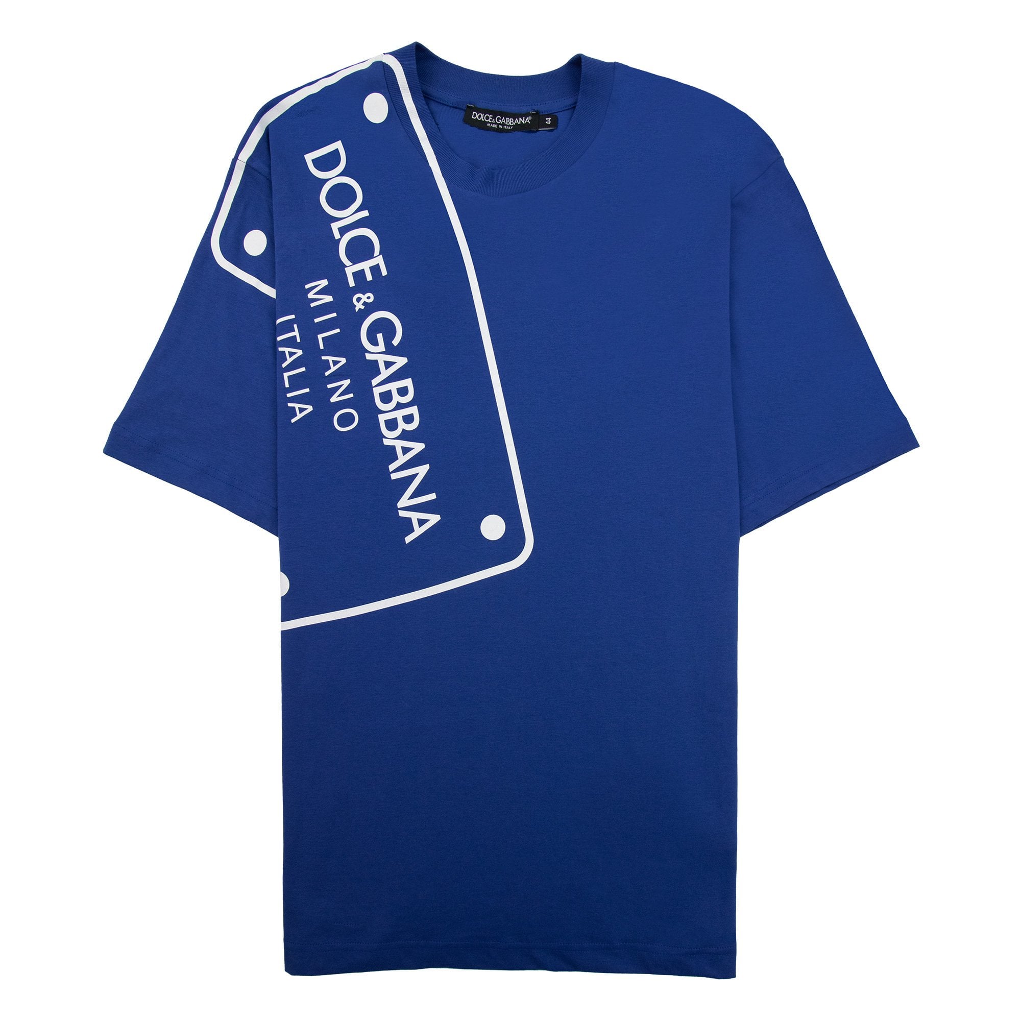 Dolce & Gabbana Logo Print Plaque T Shirt Blue B5460