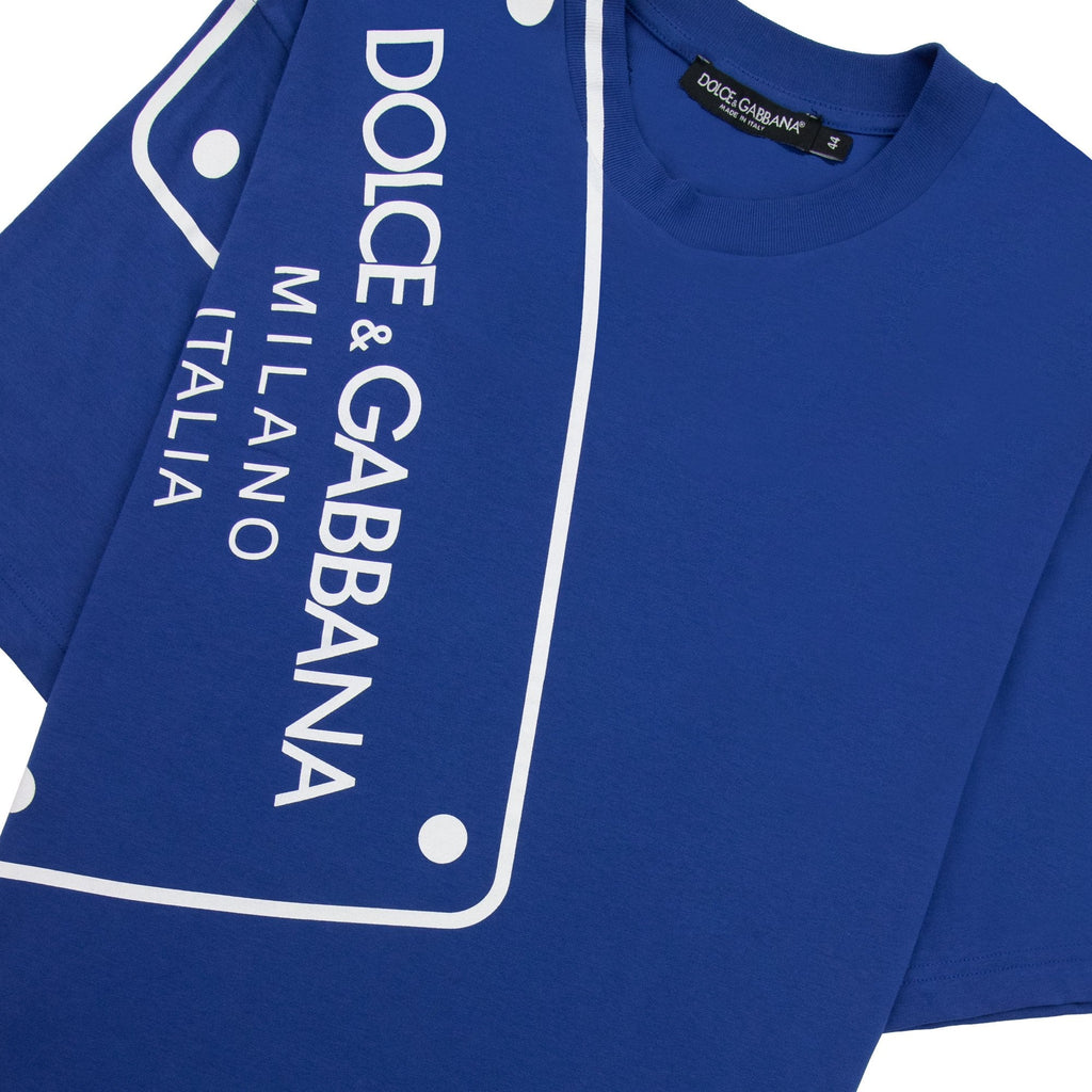 Dolce & Gabbana Logo Print Plaque T Shirt Blue B5460