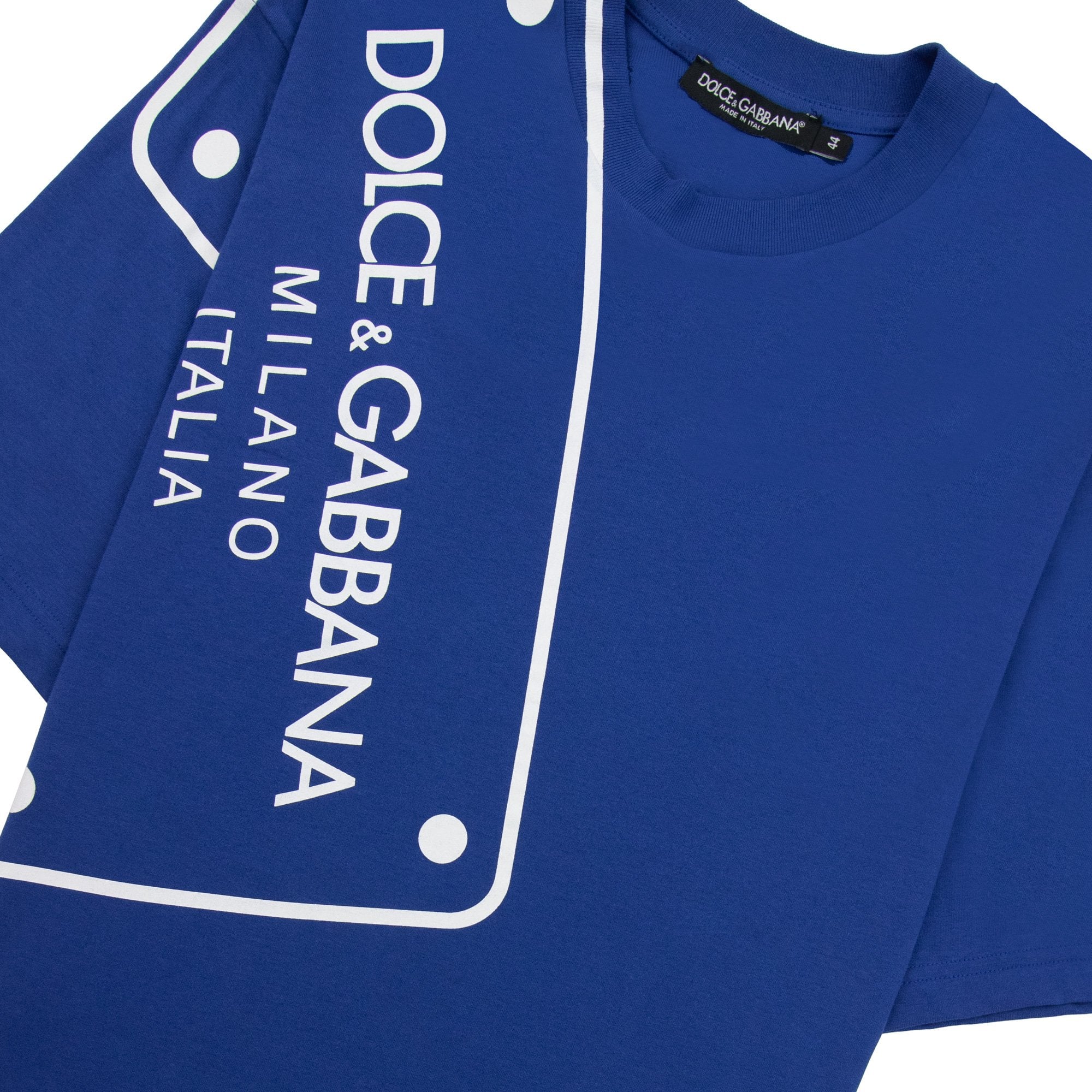 Dolce & Gabbana Logo Print Plaque T Shirt Blue B5460