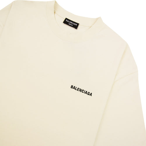 Balenciaga Logo Crewneck T Shirt Off White