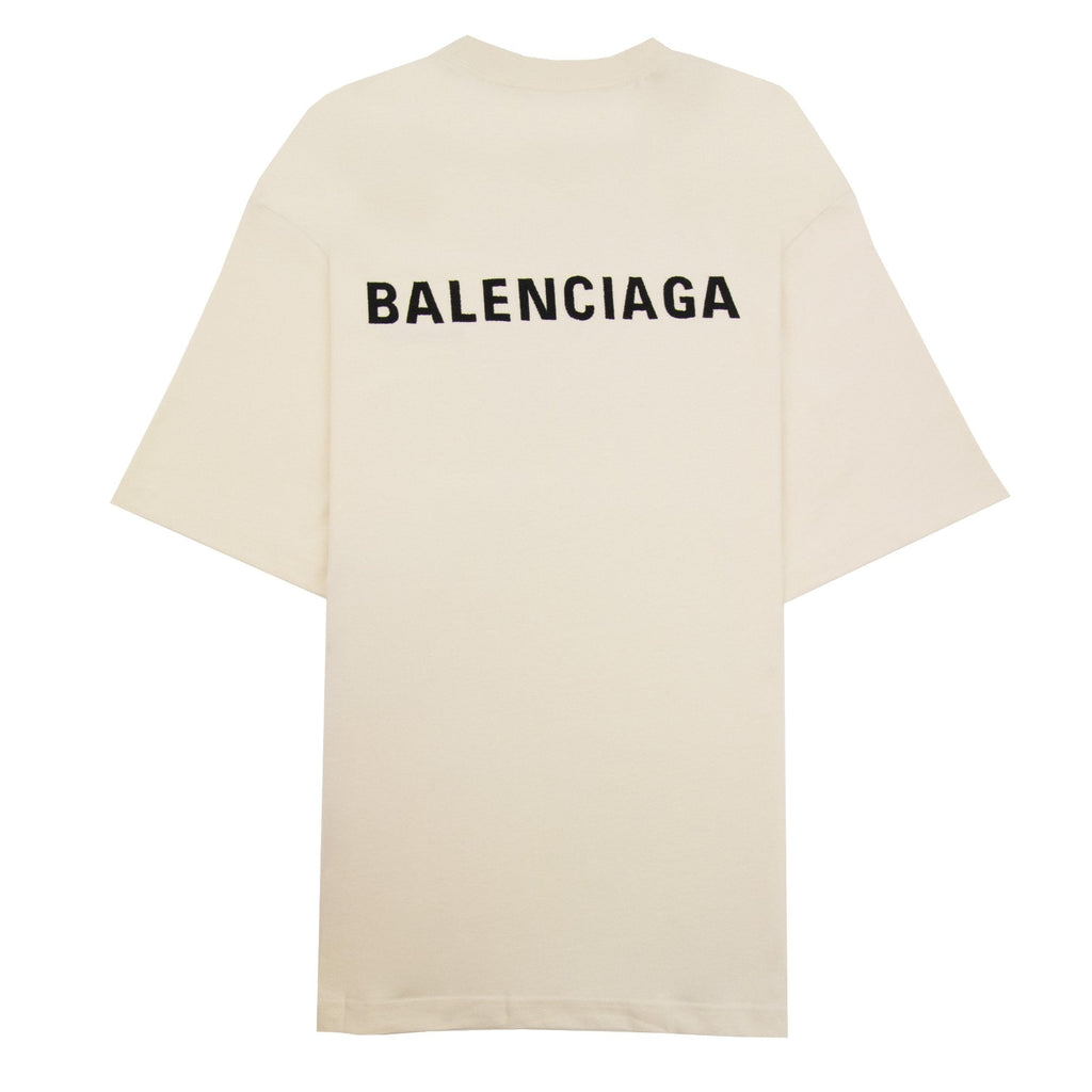 Balenciaga Logo Crewneck T Shirt Off White
