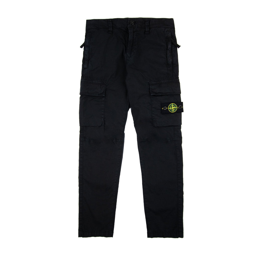 Stone Island Junior 30410 Garment Dyed Heavy Stretch Cargo Pants Black V0129
