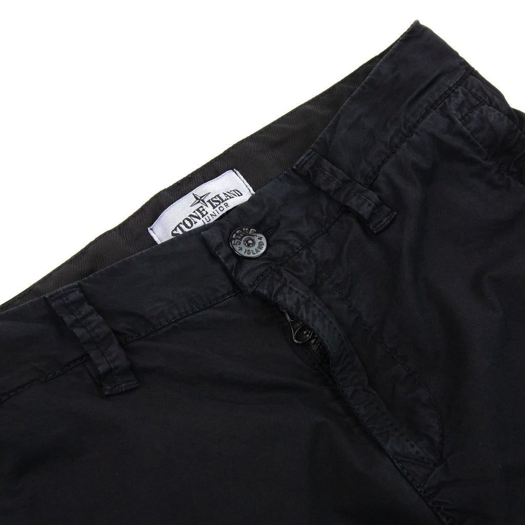 Stone Island Junior 30410 Garment Dyed Heavy Stretch Cargo Pants Black V0129