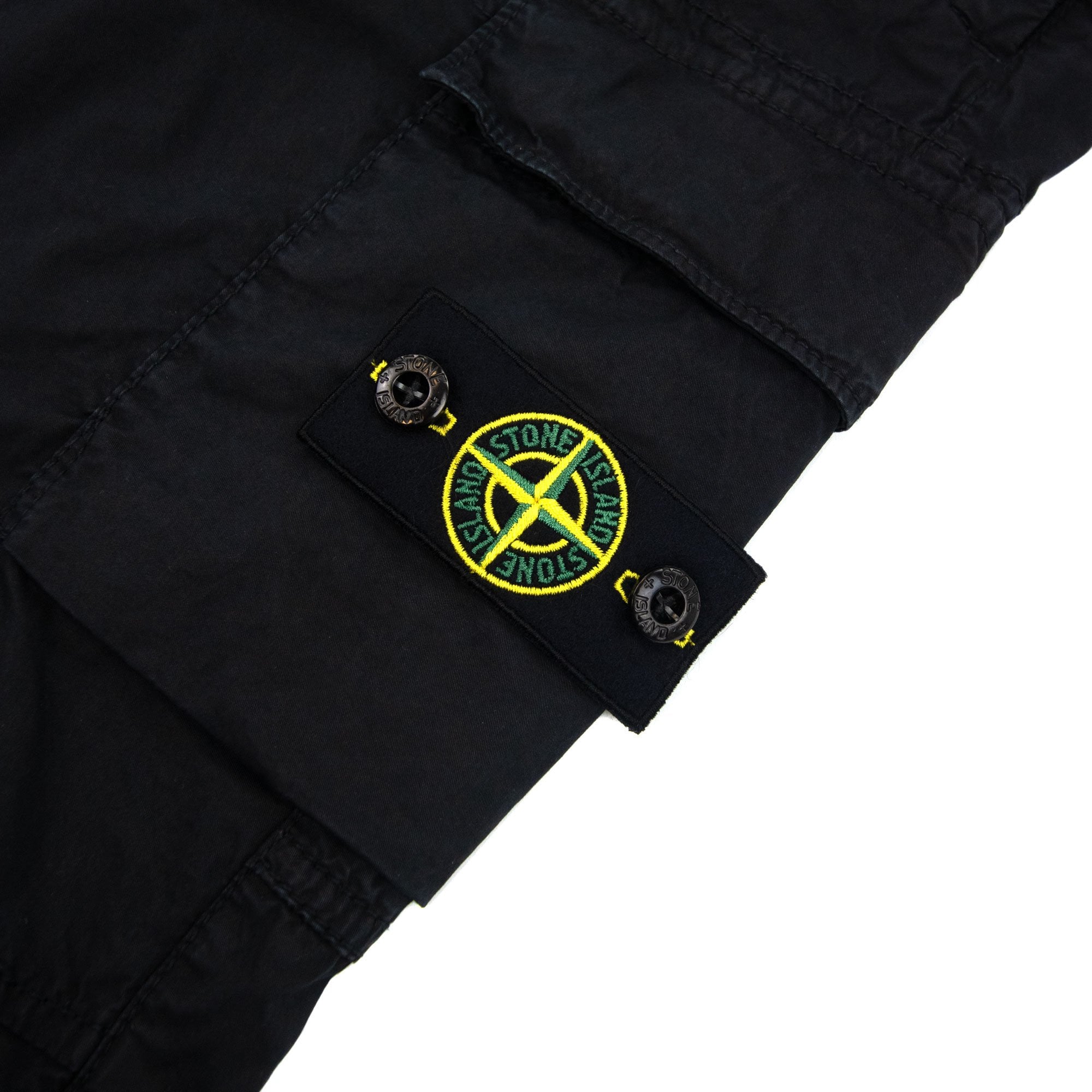 Stone Island Junior 30410 Garment Dyed Heavy Stretch Cargo Pants Black V0129