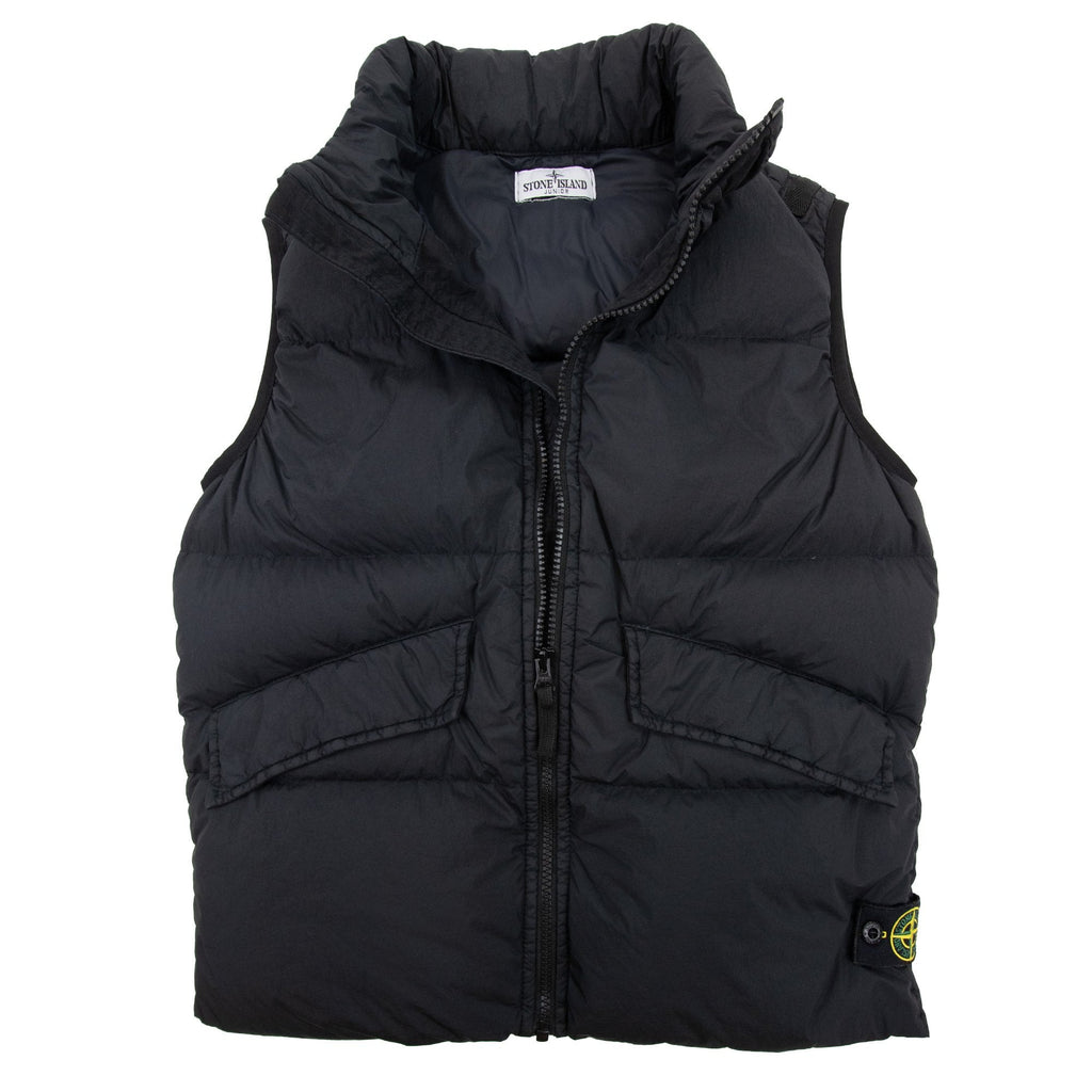 Stone Island Junior Krinkle Reps Padded Gilet Black V0029
