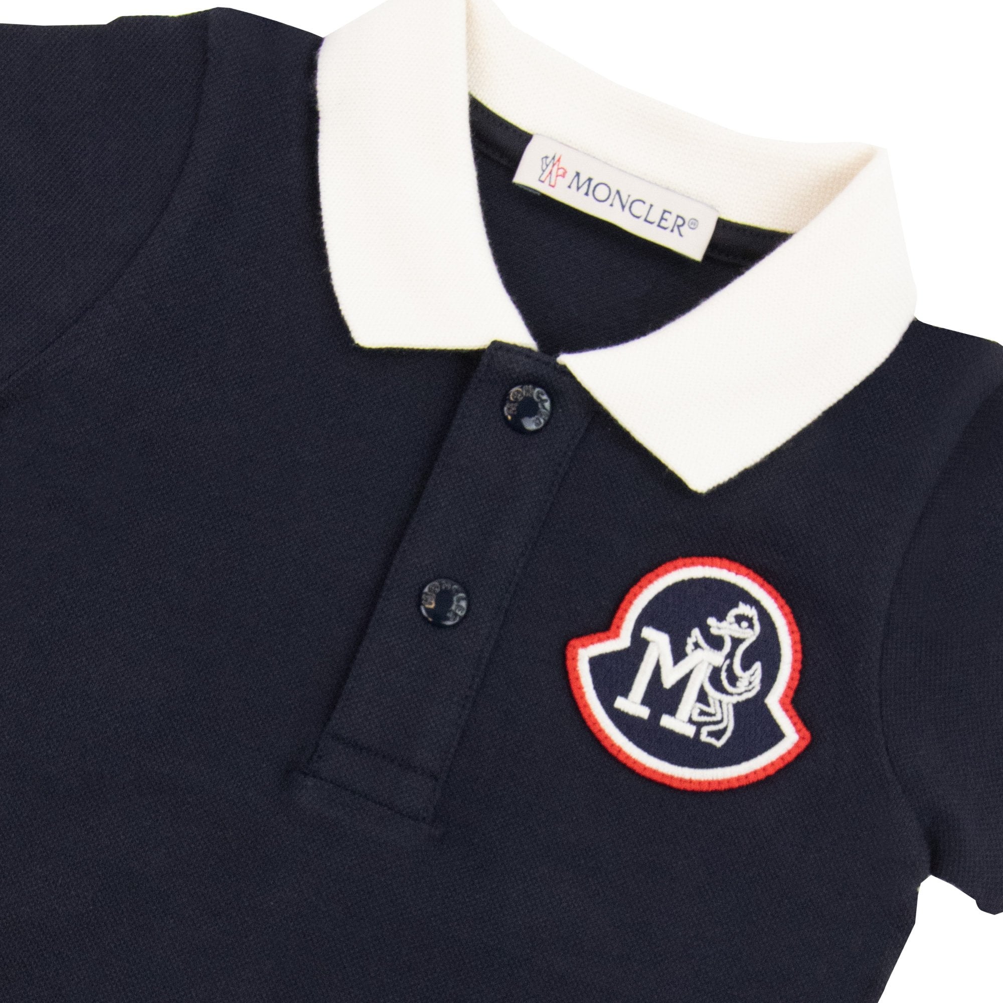 Moncler Junior Monogram Polo Shirt Navy 778