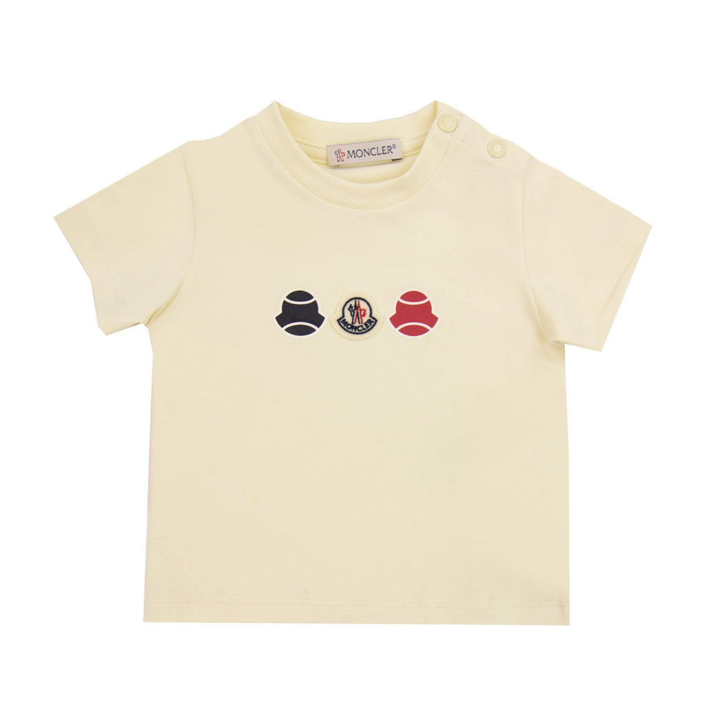 Moncler Junior Tennis Logo T Shirt Off White