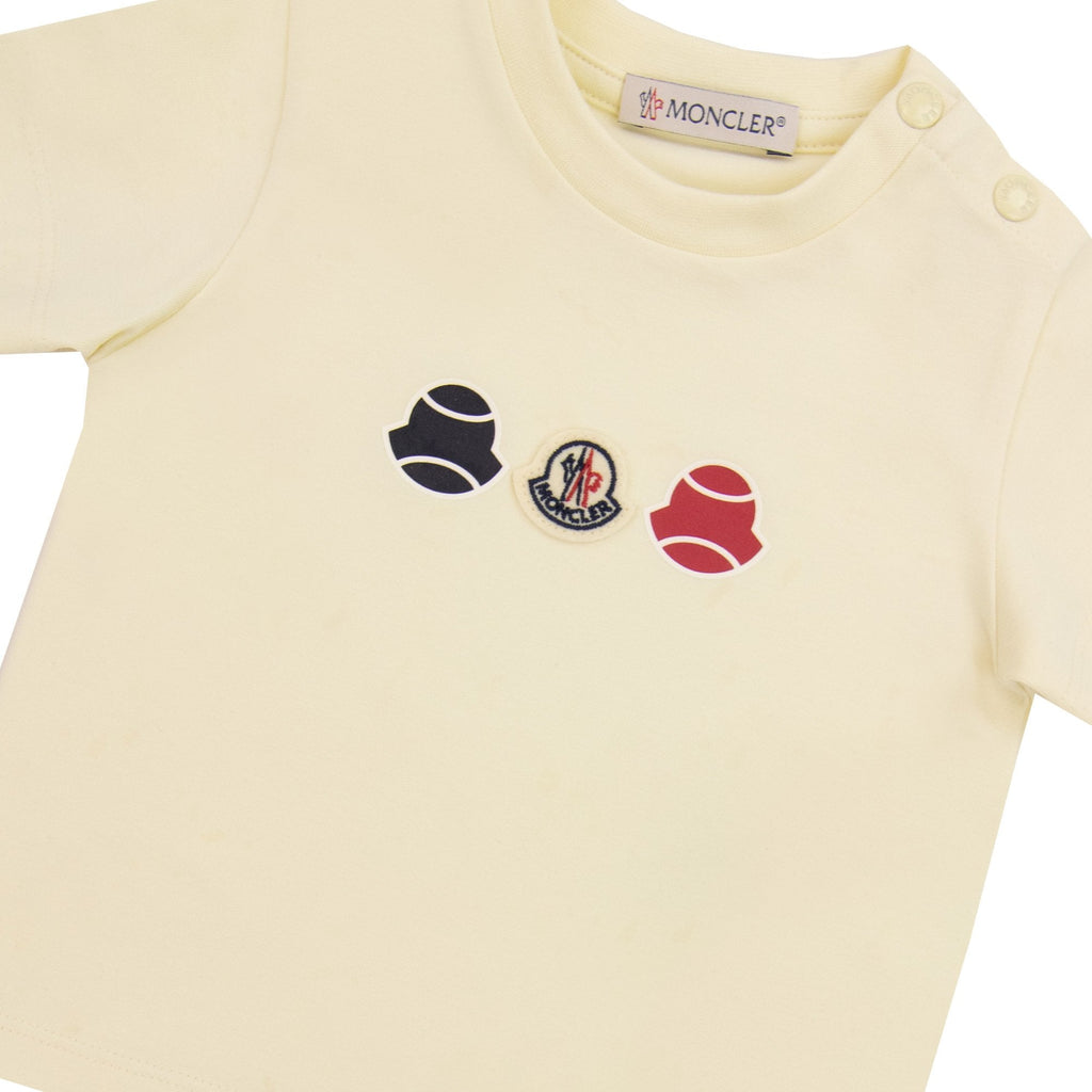 Moncler Junior Tennis Logo T Shirt Off White