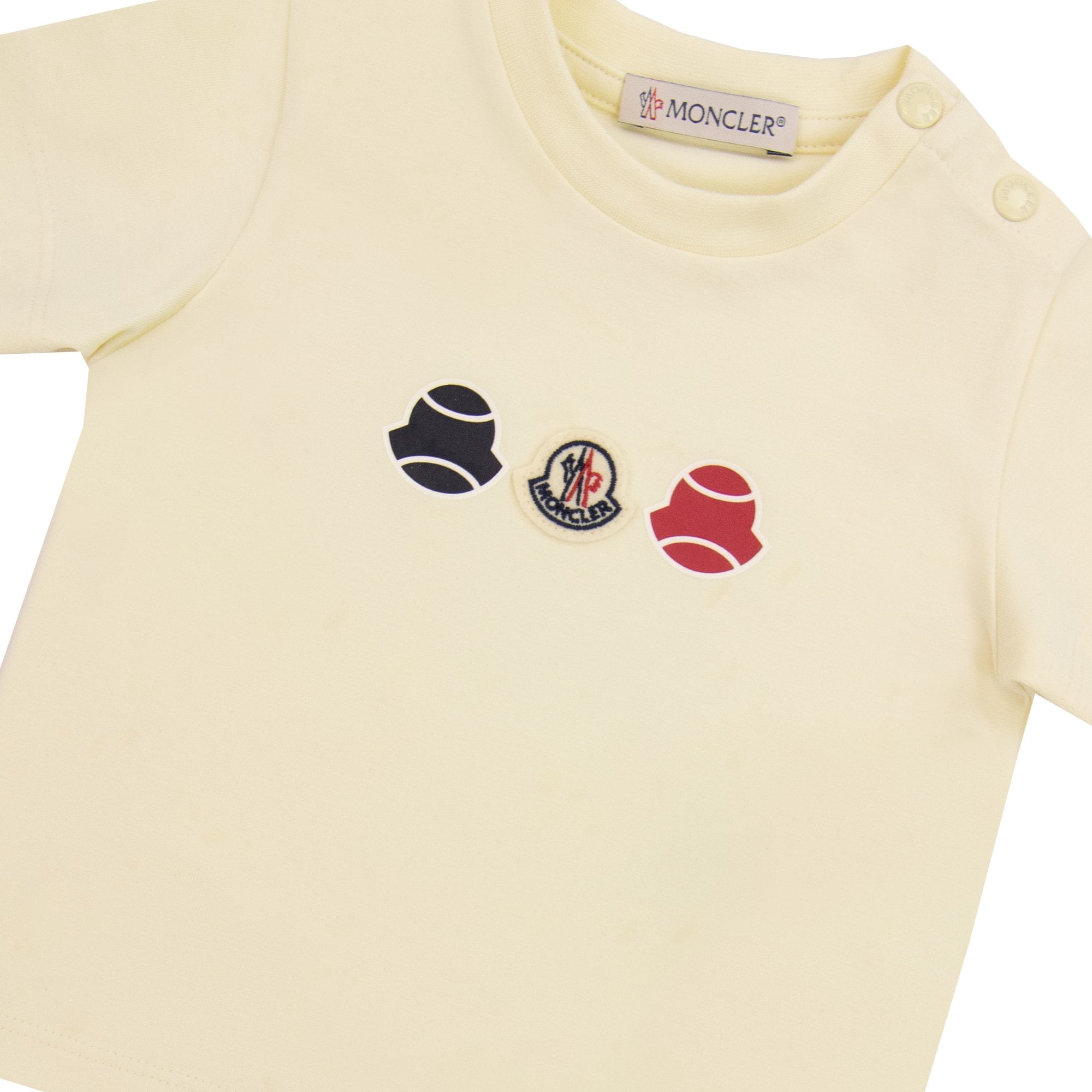 Moncler Junior Tennis Logo T Shirt Off White