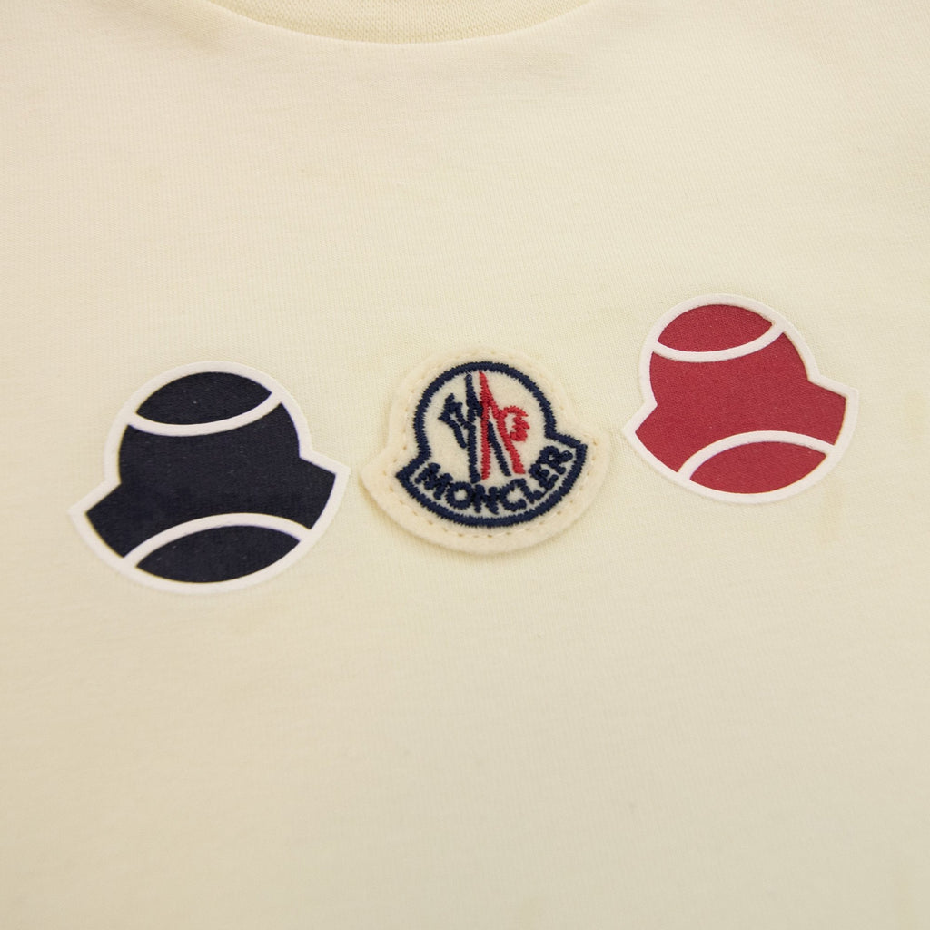 Moncler Junior Tennis Logo T Shirt Off White