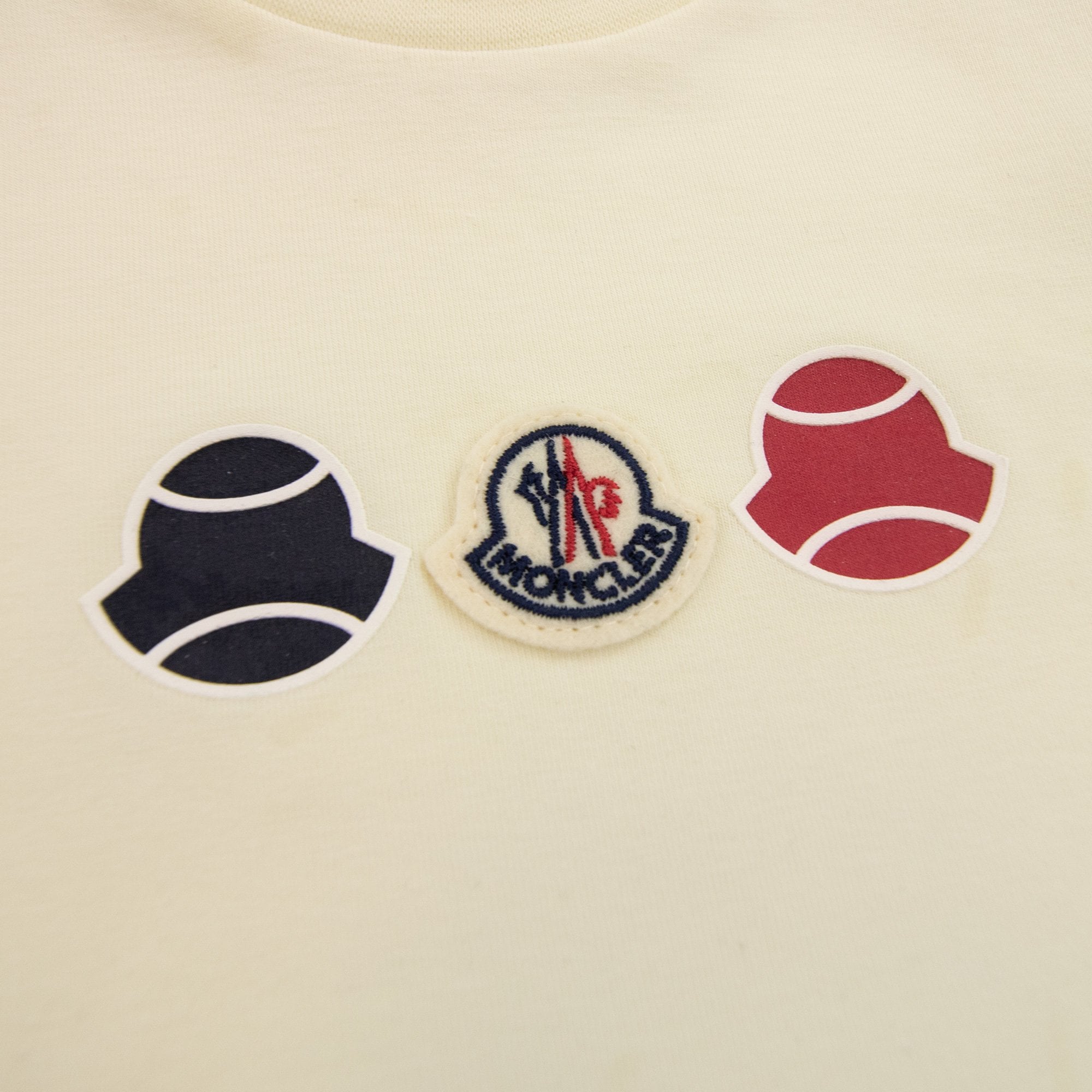 Moncler Junior Tennis Logo T Shirt Off White