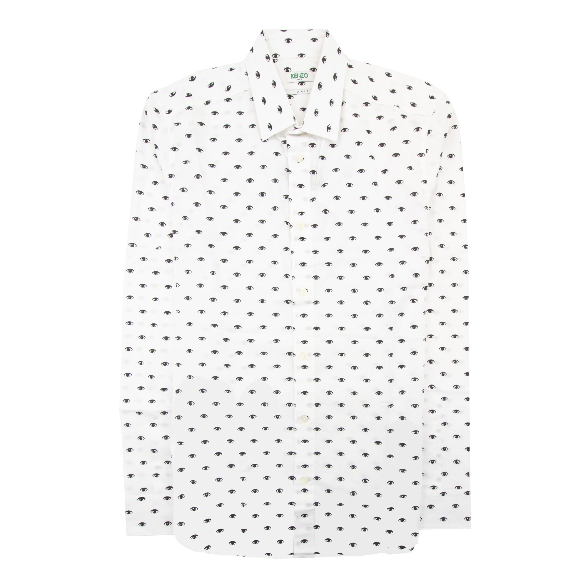 Kenzo Eye Printed Slim Fit L/s Shirt White 001