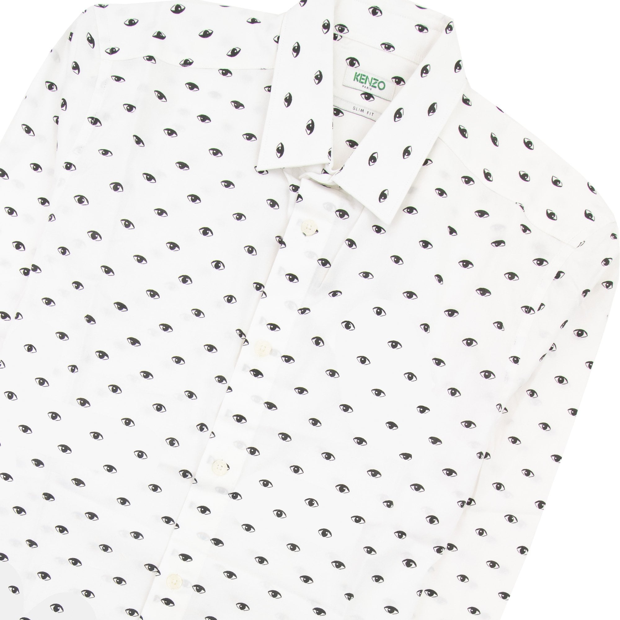 Kenzo Eye Printed Slim Fit L/s Shirt White 001