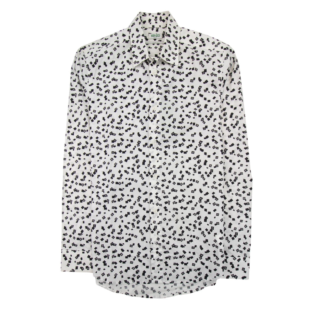 Kenzo All Over Print Letter Print Slim Fit Shirt White