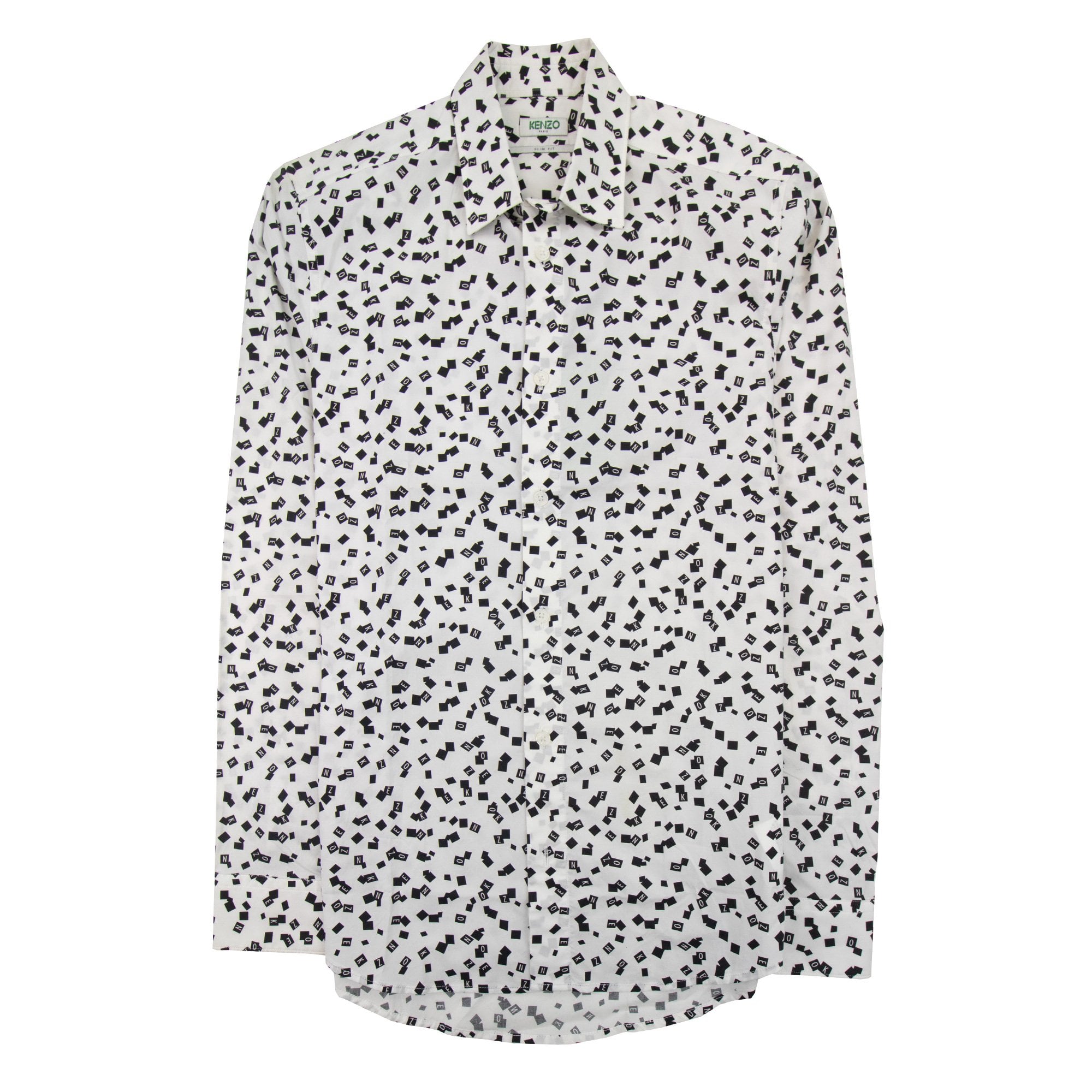 Kenzo All Over Print Letter Print Slim Fit Shirt White