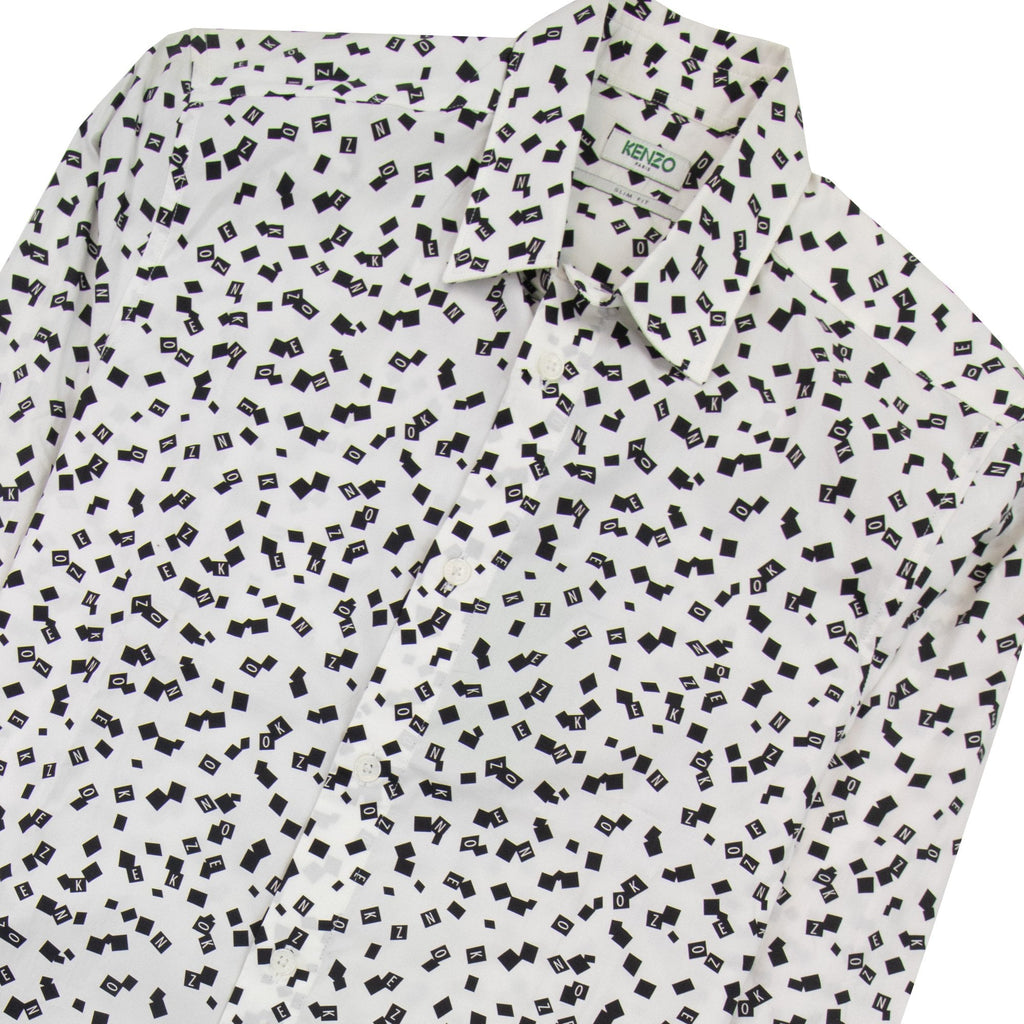 Kenzo All Over Print Letter Print Slim Fit Shirt White