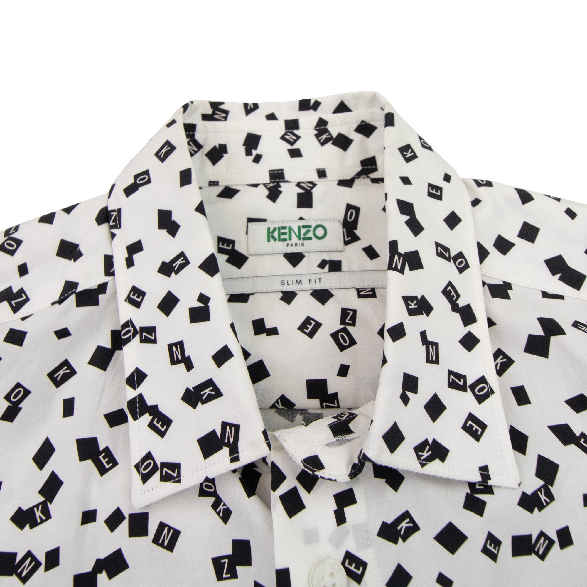 Kenzo All Over Print Letter Print Slim Fit Shirt White
