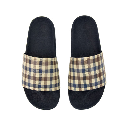 Aquascutum Beach Check Sliders Navy