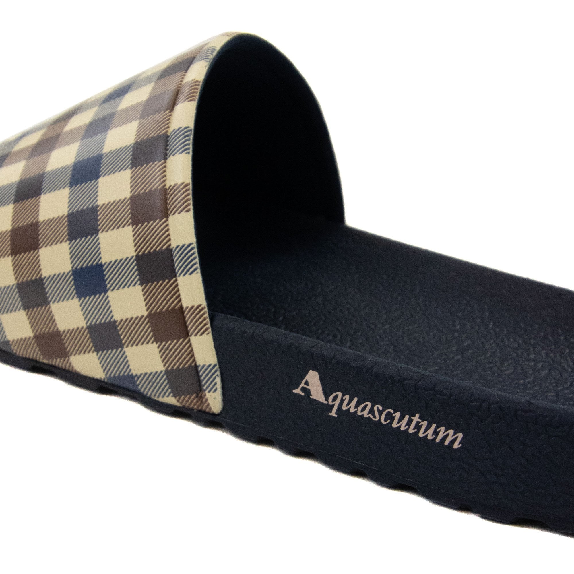 Aquascutum Beach Check Sliders Navy