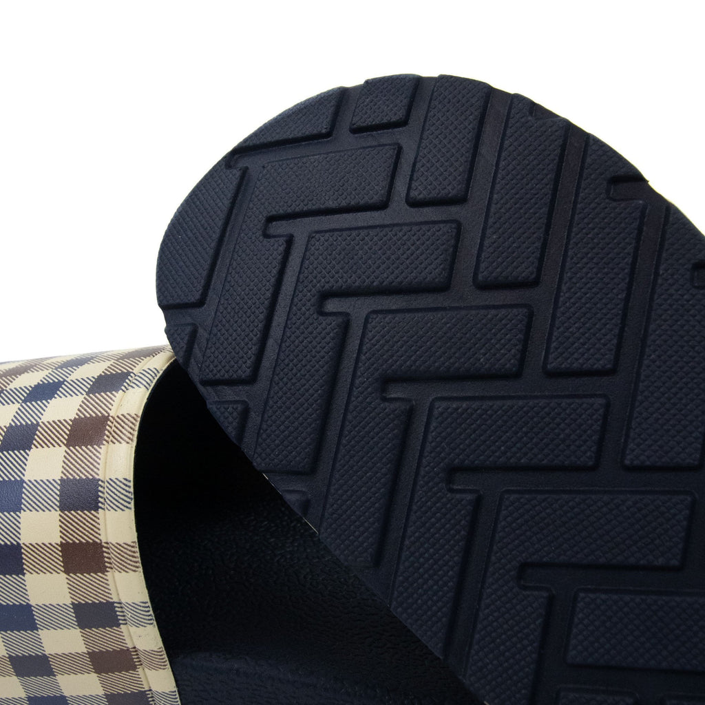 Aquascutum Beach Check Sliders Navy