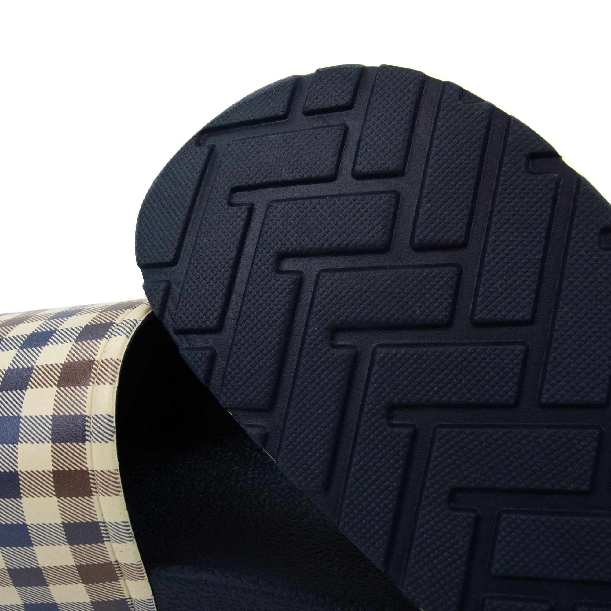 Aquascutum Beach Check Sliders Navy