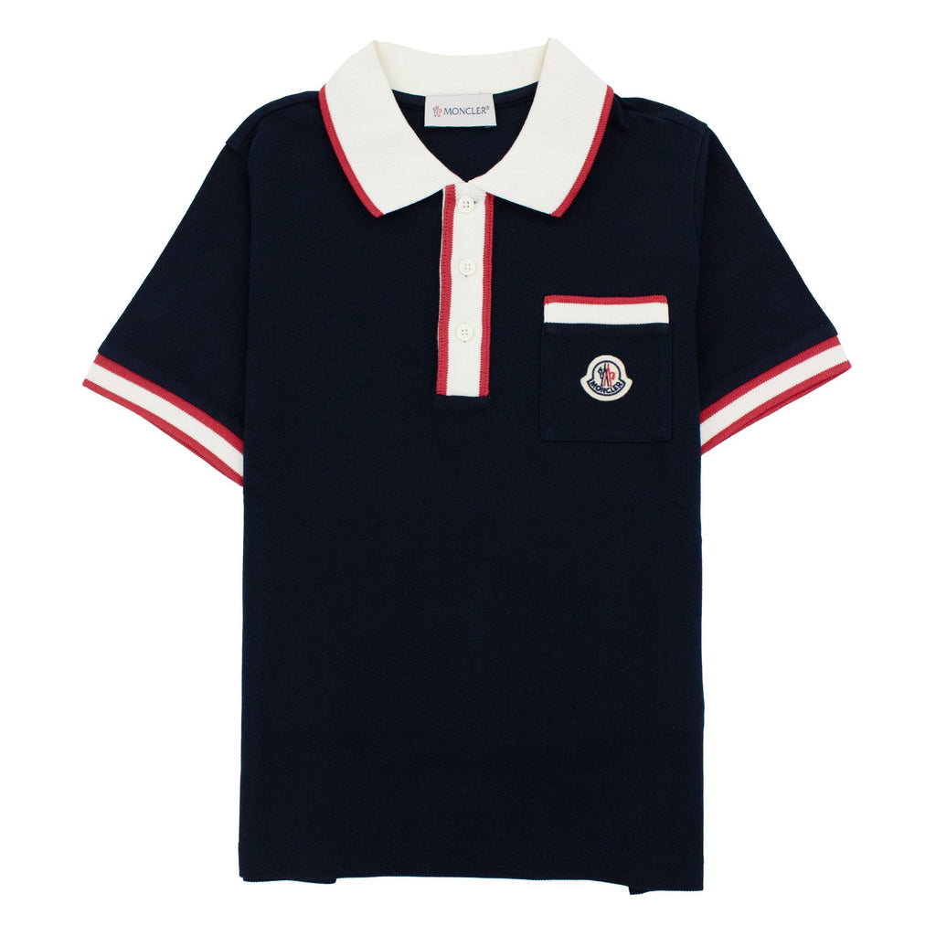 Moncler Junior Colour Block S/s Polo Navy 778
