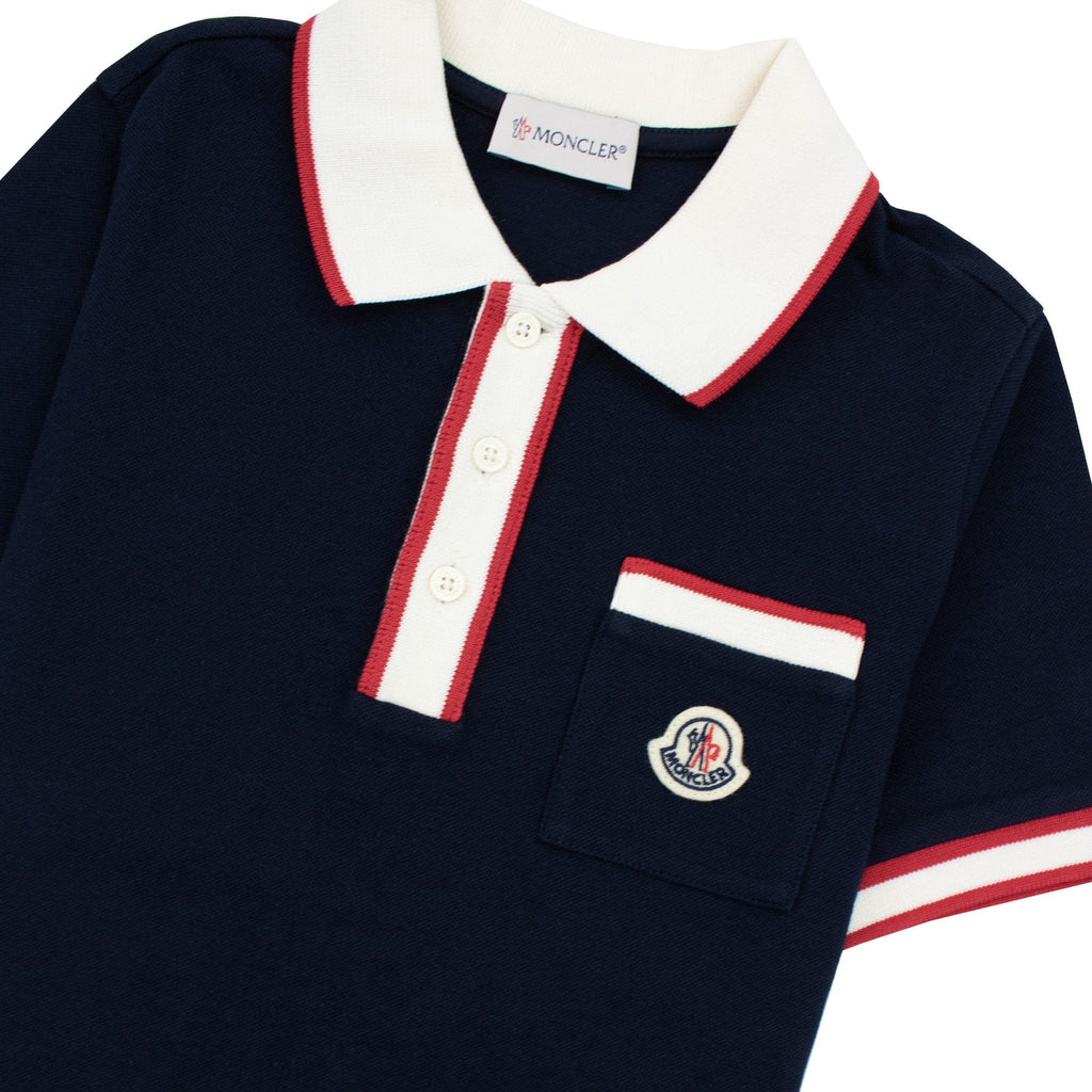 Moncler Junior Colour Block S/s Polo Navy 778
