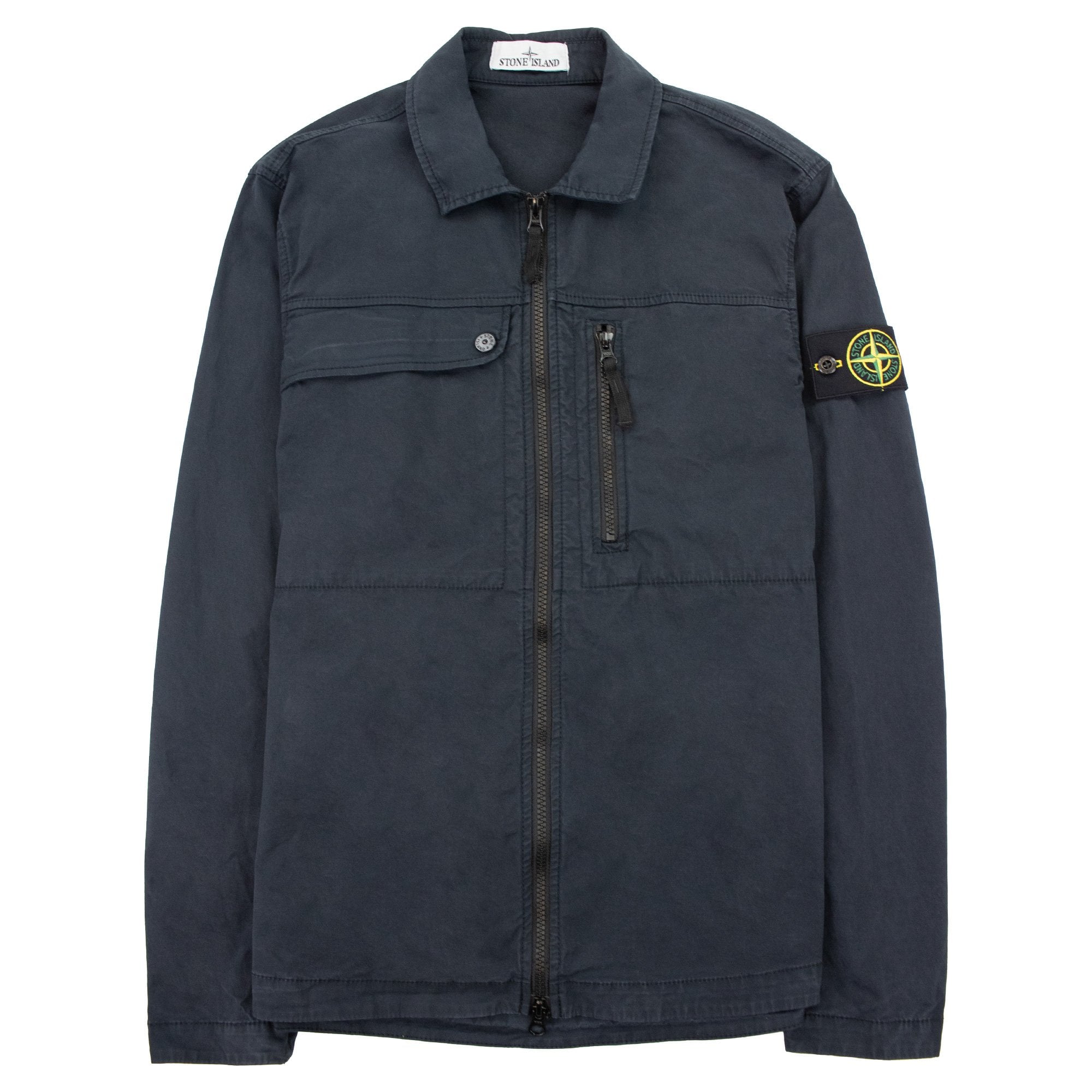 Stone Island 102100 Supima Cotton Twill Stretch Overshirt Navy V0020