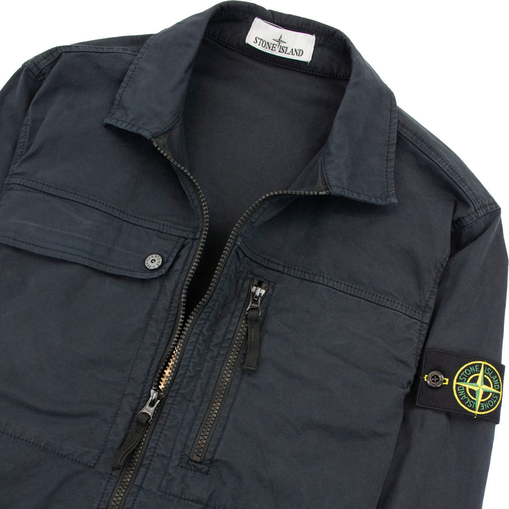Stone Island 102100 Supima Cotton Twill Stretch Overshirt Navy V0020