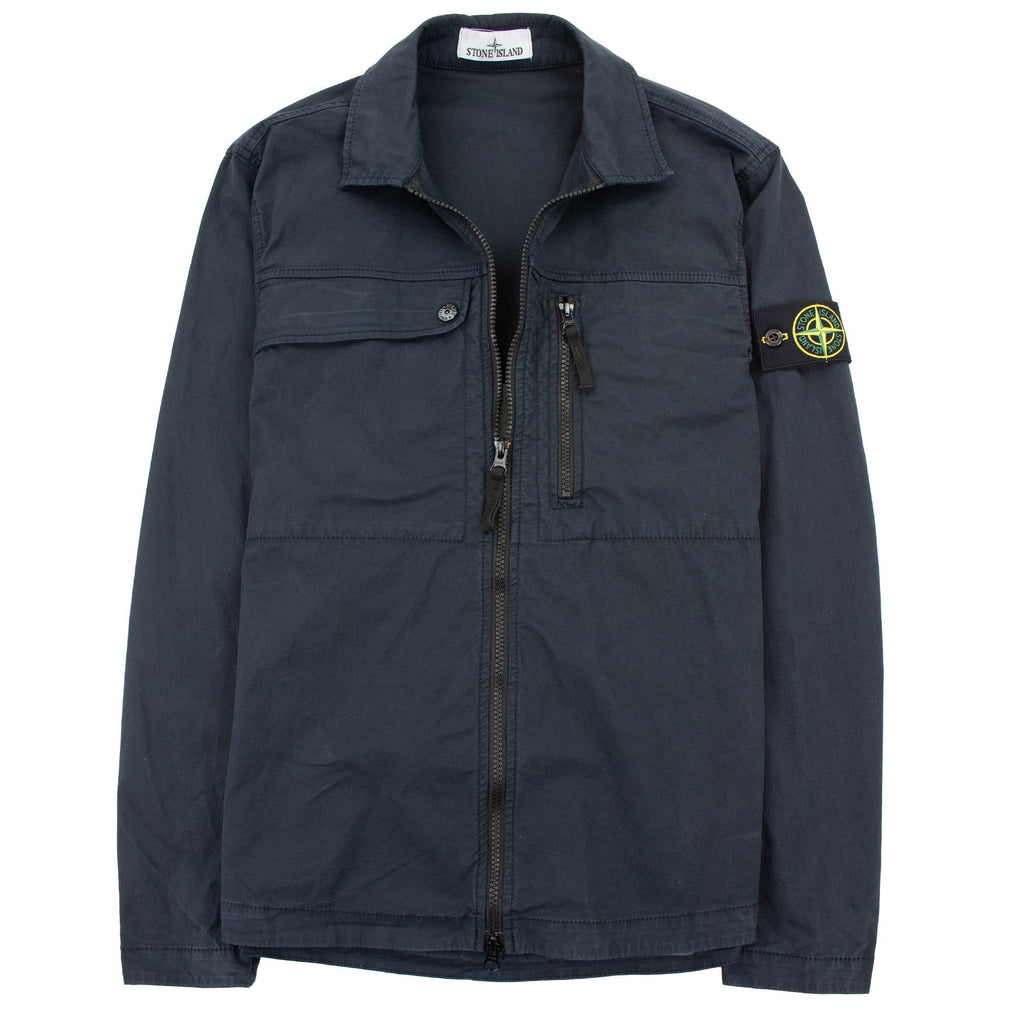 Stone Island 102100 Supima Cotton Twill Stretch Overshirt Navy V0020