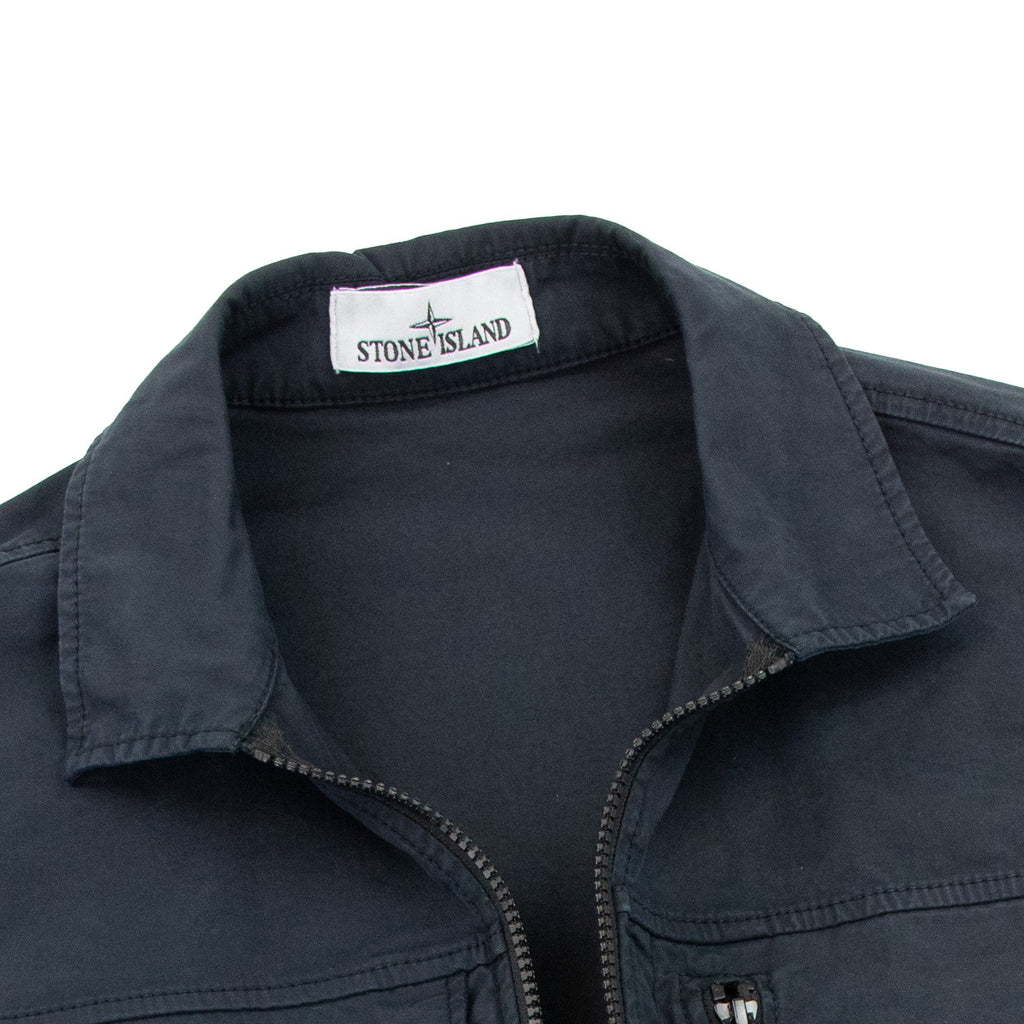 Stone Island 102100 Supima Cotton Twill Stretch Overshirt Navy V0020