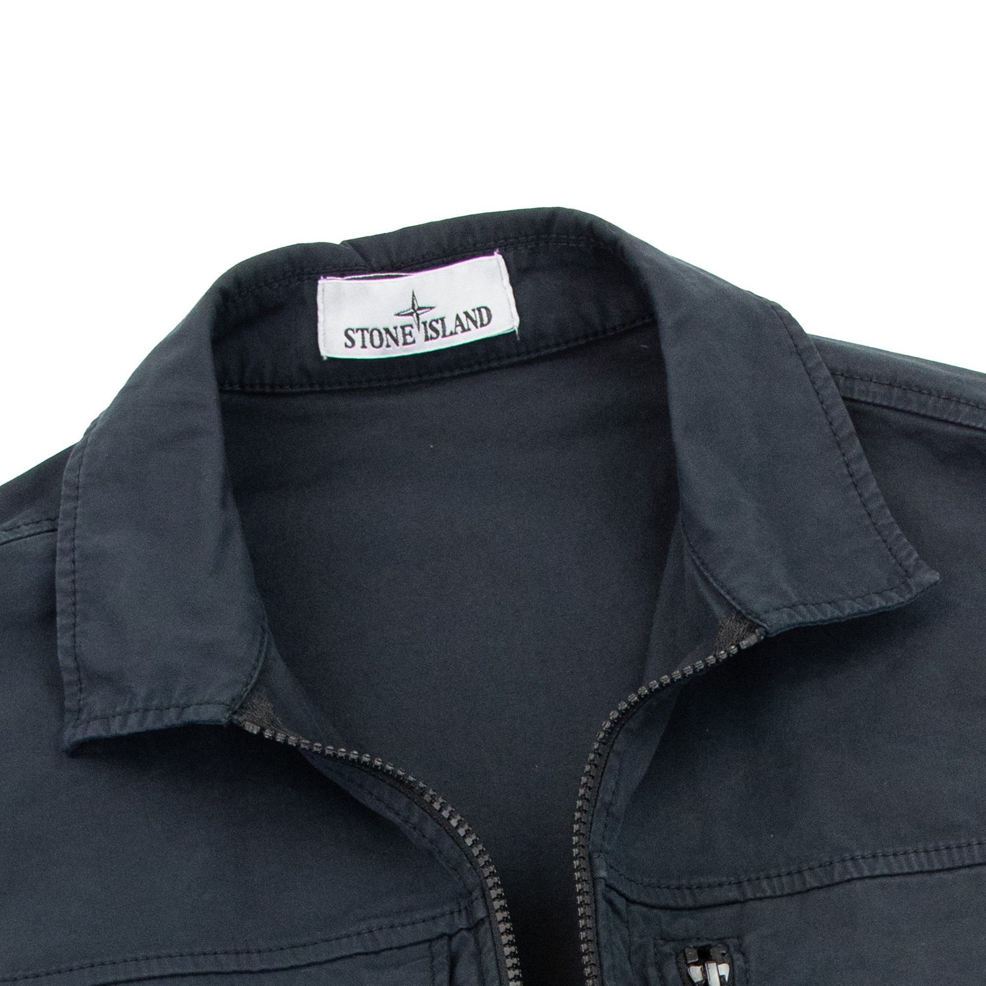 Stone Island 102100 Supima Cotton Twill Stretch Overshirt Navy V0020