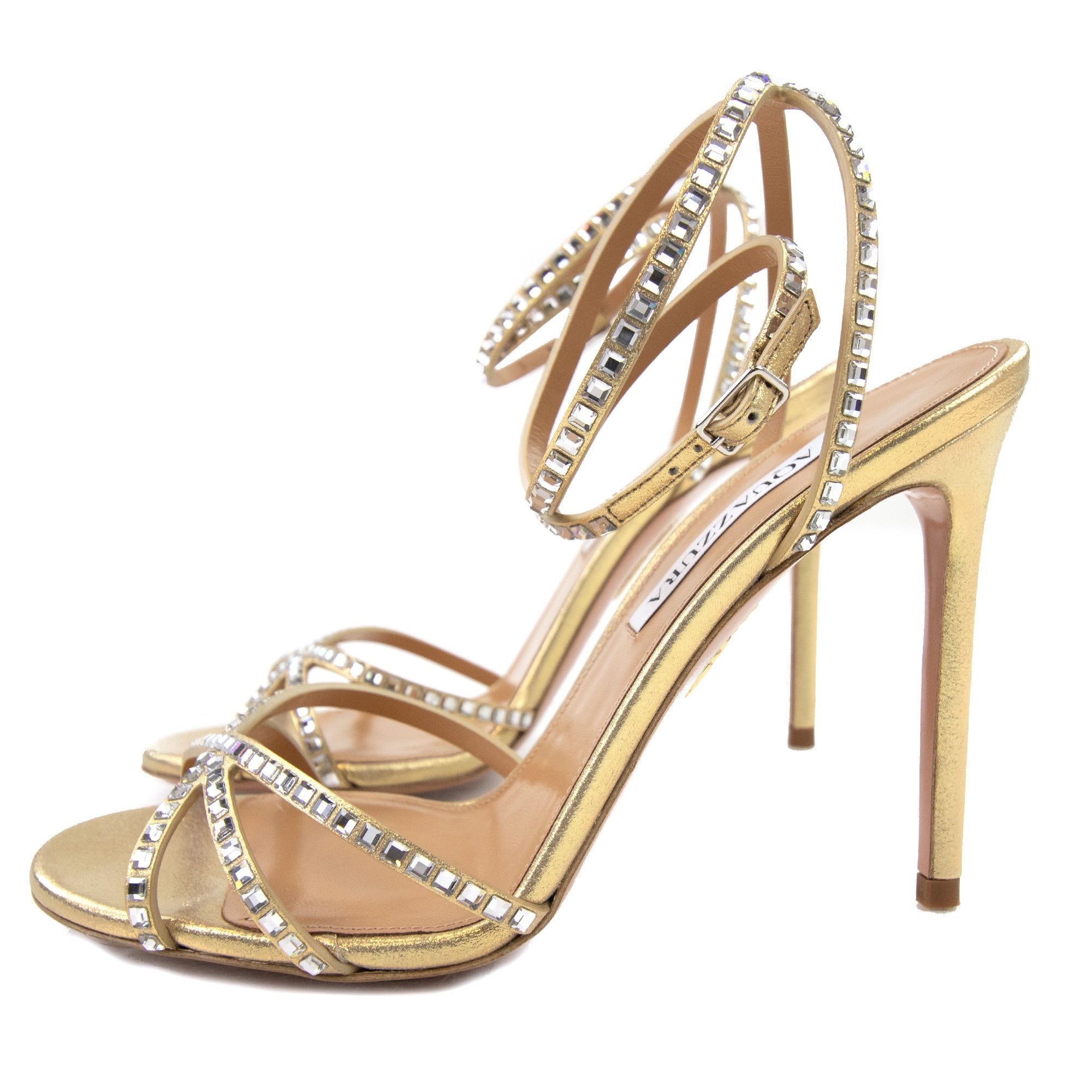 Aquazzura Last Dance Sandal 105 Platino Gold