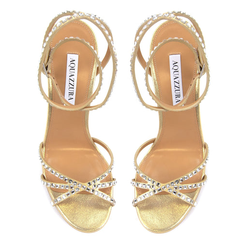 Aquazzura Last Dance Sandal 105 Platino Gold
