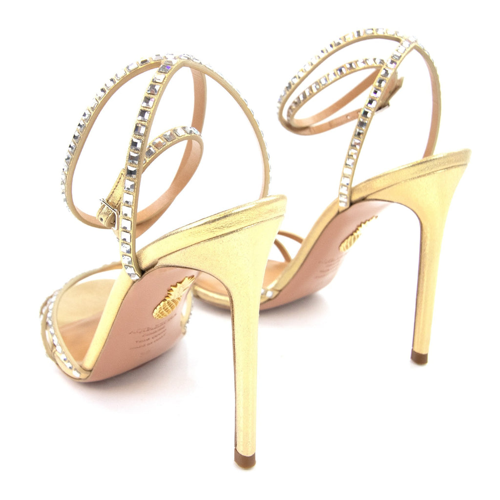 Aquazzura Last Dance Sandal 105 Platino Gold