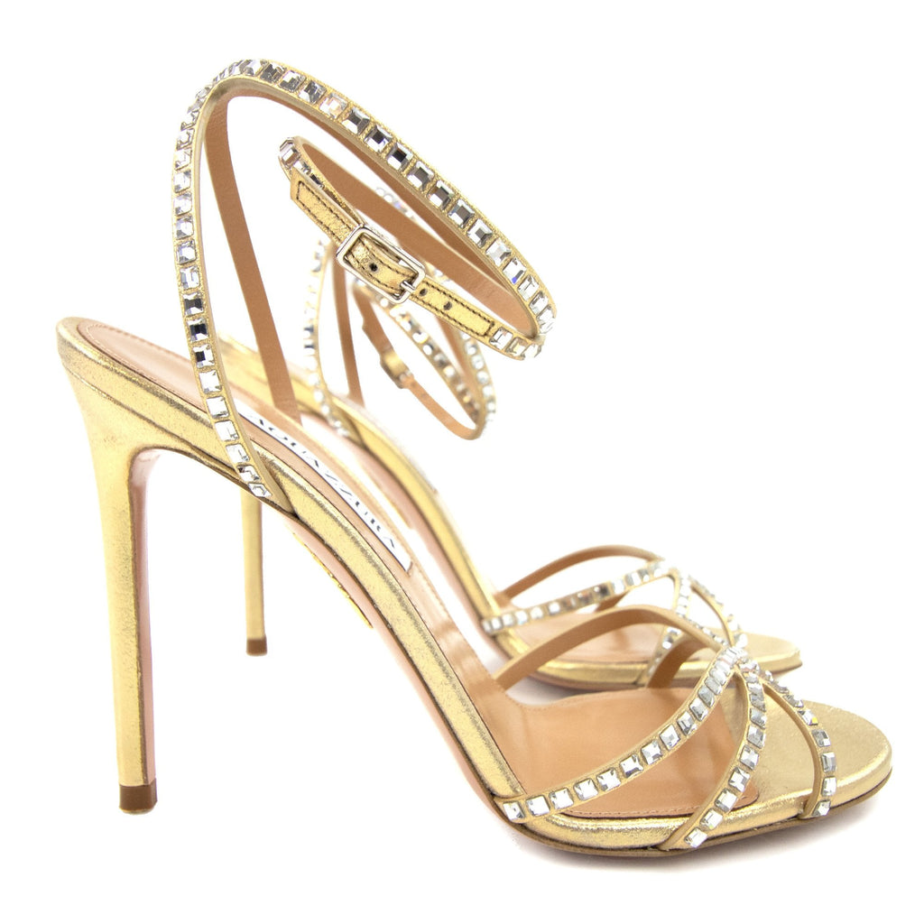 Aquazzura Last Dance Sandal 105 Platino Gold