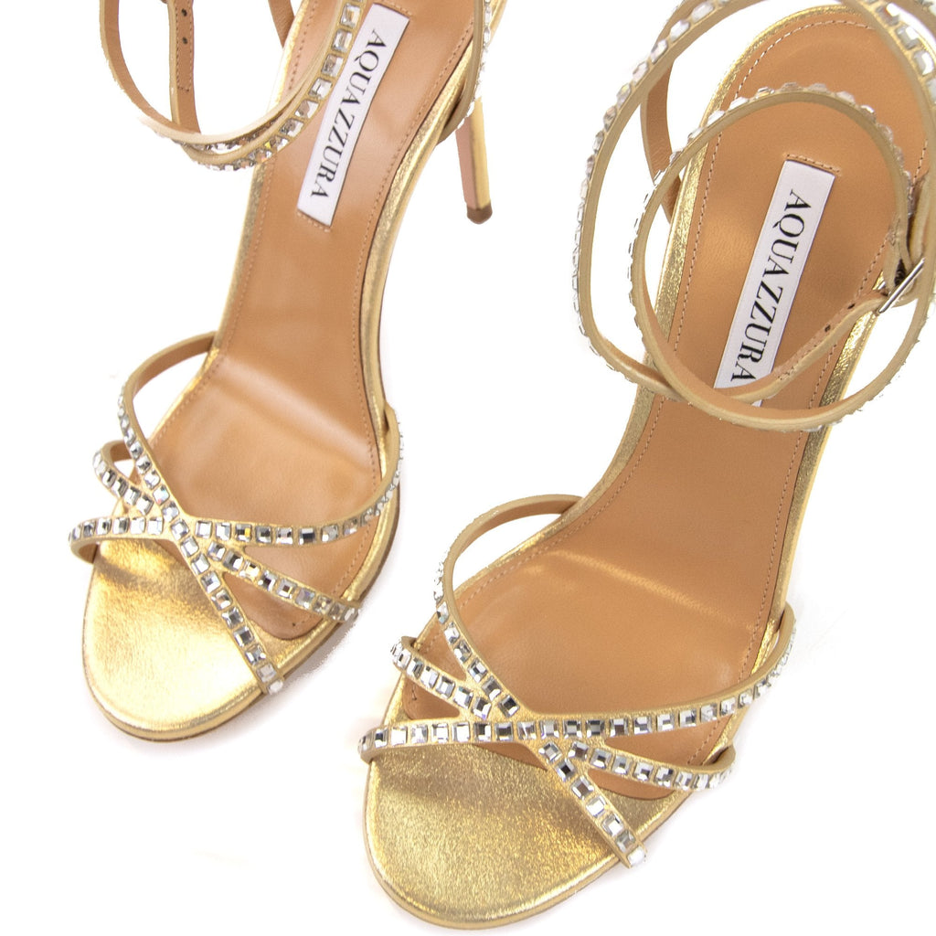 Aquazzura Last Dance Sandal 105 Platino Gold