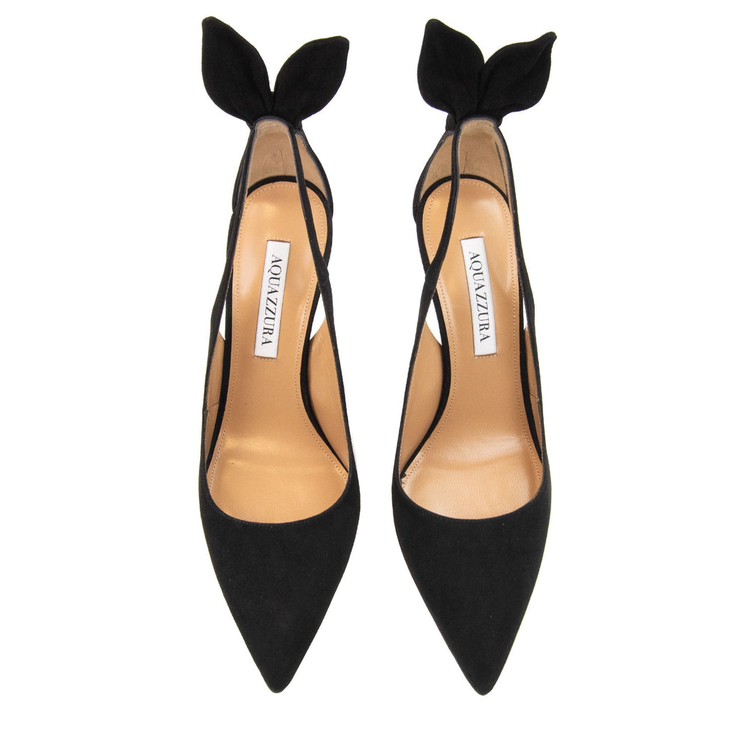 Aquazzura Bow Tie Pump Suede 105 Black