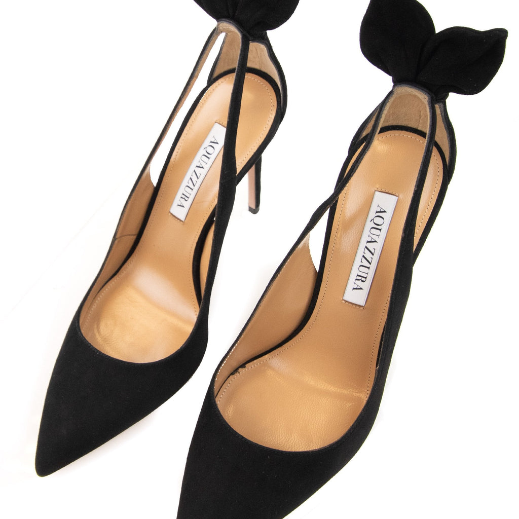 Aquazzura Bow Tie Pump Suede 105 Black